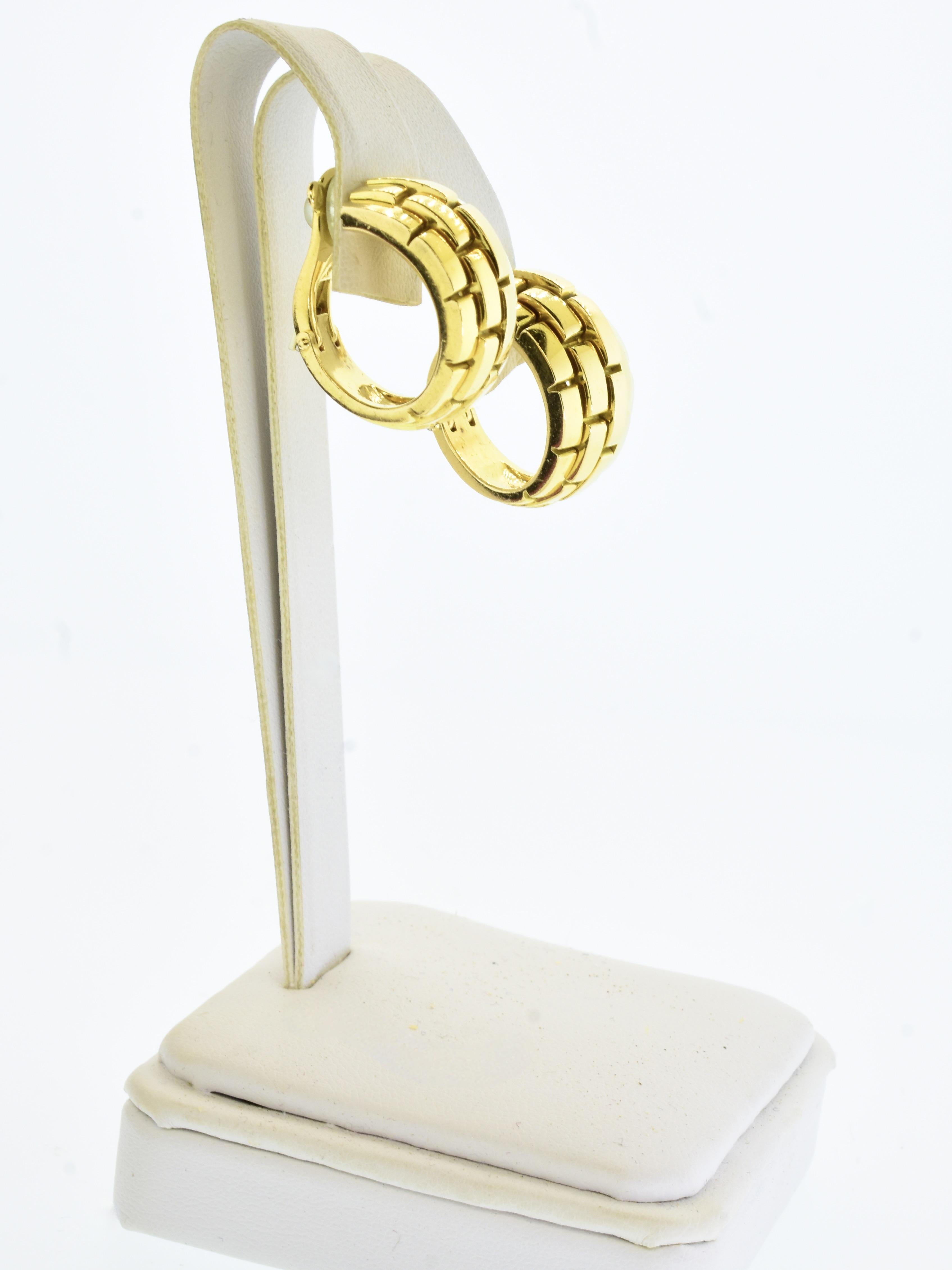 Cartier Paris 18K Gold Large Size Maillon Panthere Vintage Earrings For Sale 2