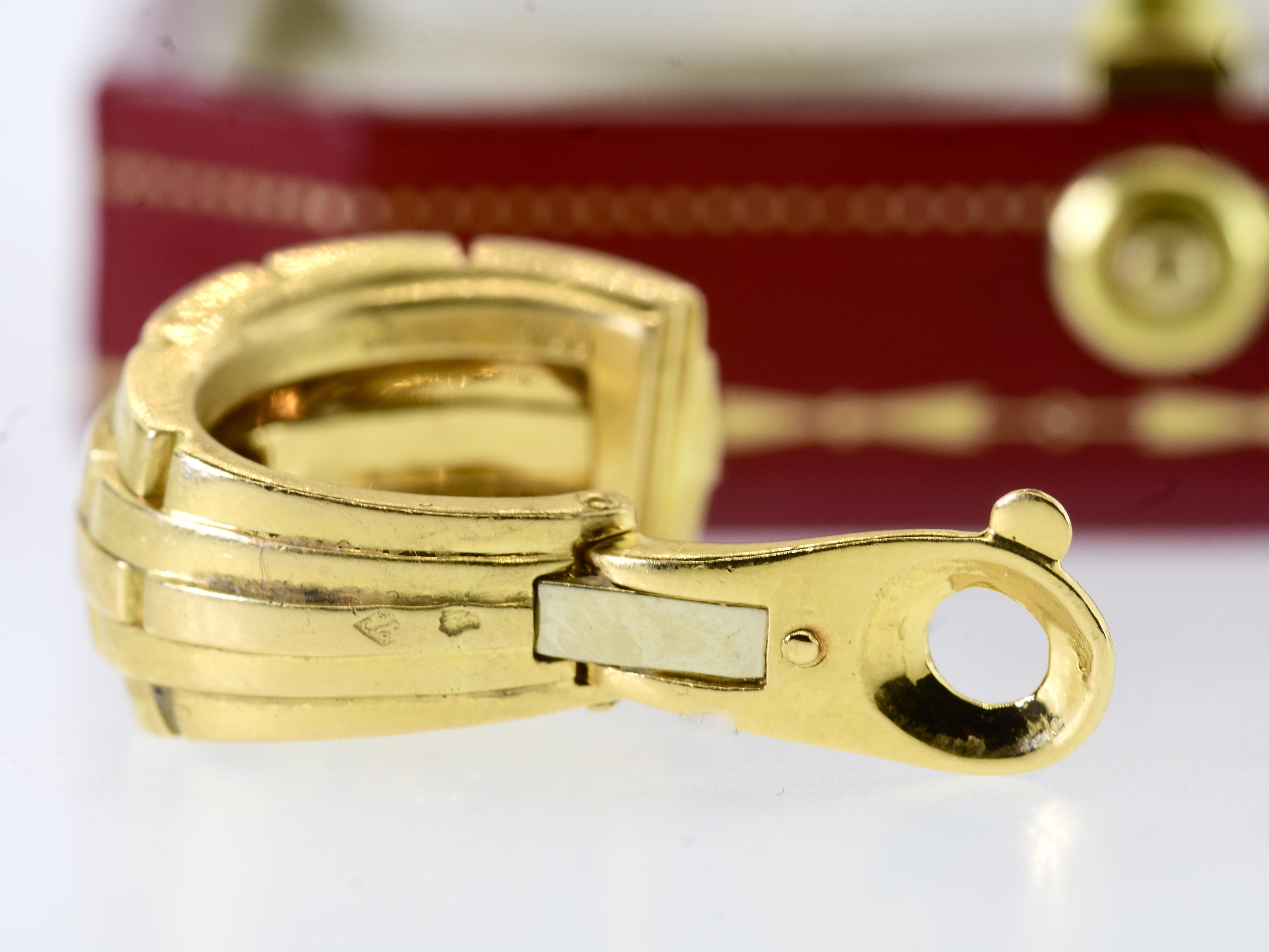 Cartier Paris 18K Gold Large Size Maillon Panthere Vintage Earrings For Sale 4