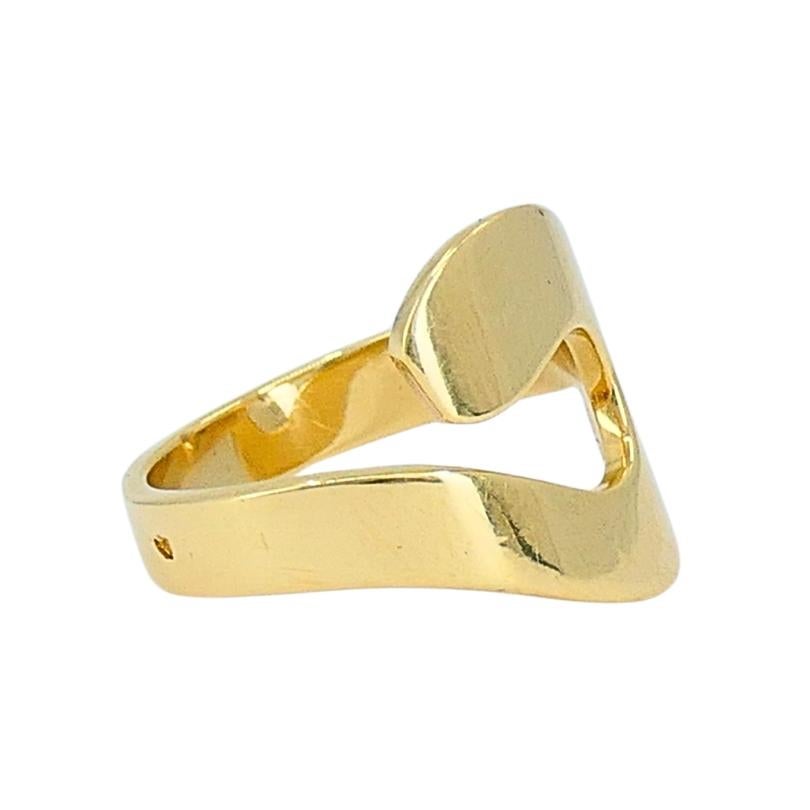 Women's or Men's Cartier Paris 18k Gold Modernist Ring For Sale