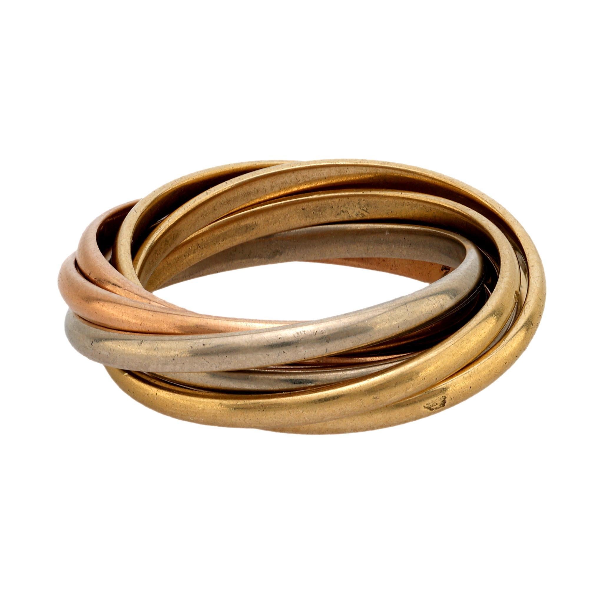 Modern Cartier Paris 18k gold trinity 7 row band