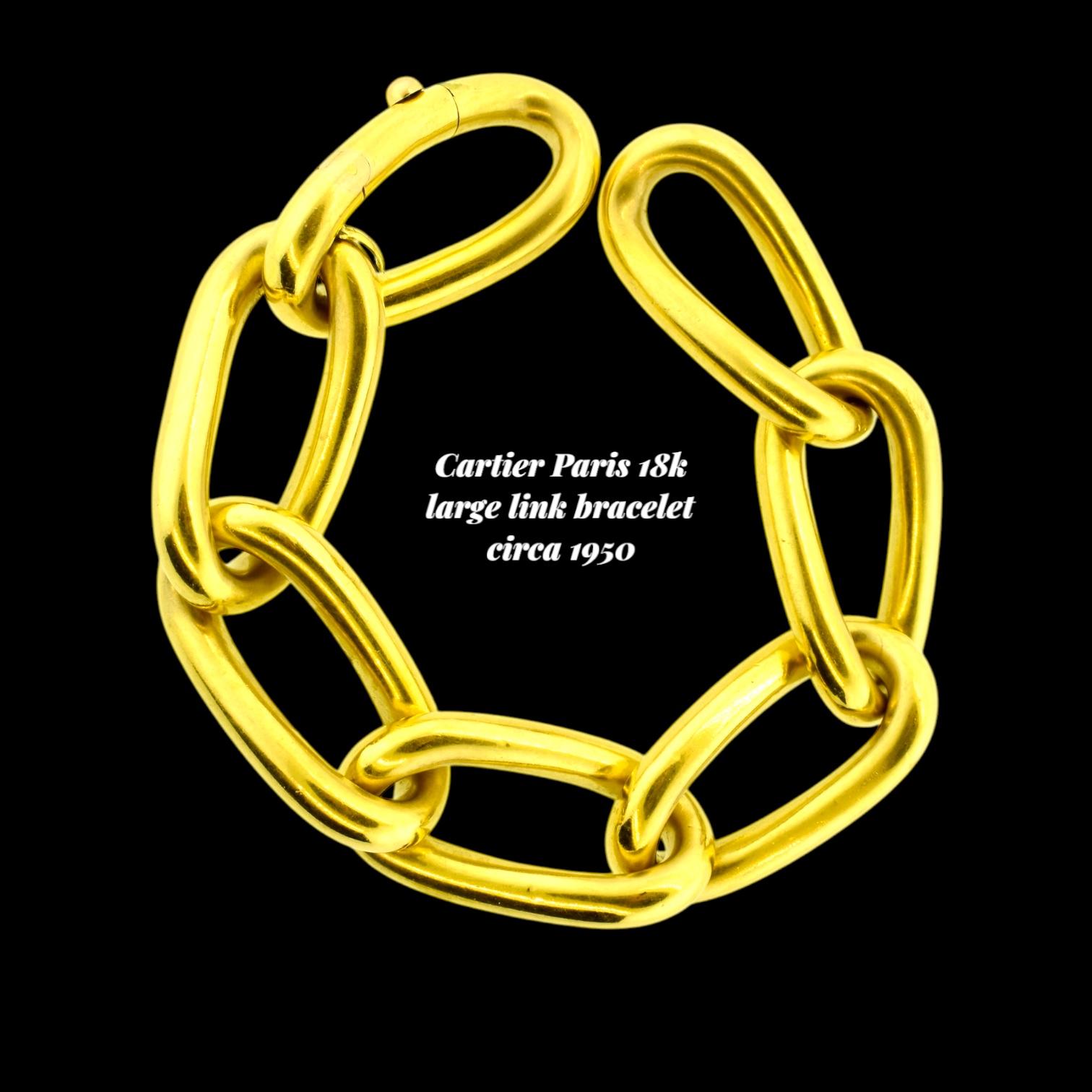 Cartier Paris 18K Large and Dramatic Elongated Link Bracelet, circa 1950. For Sale 9