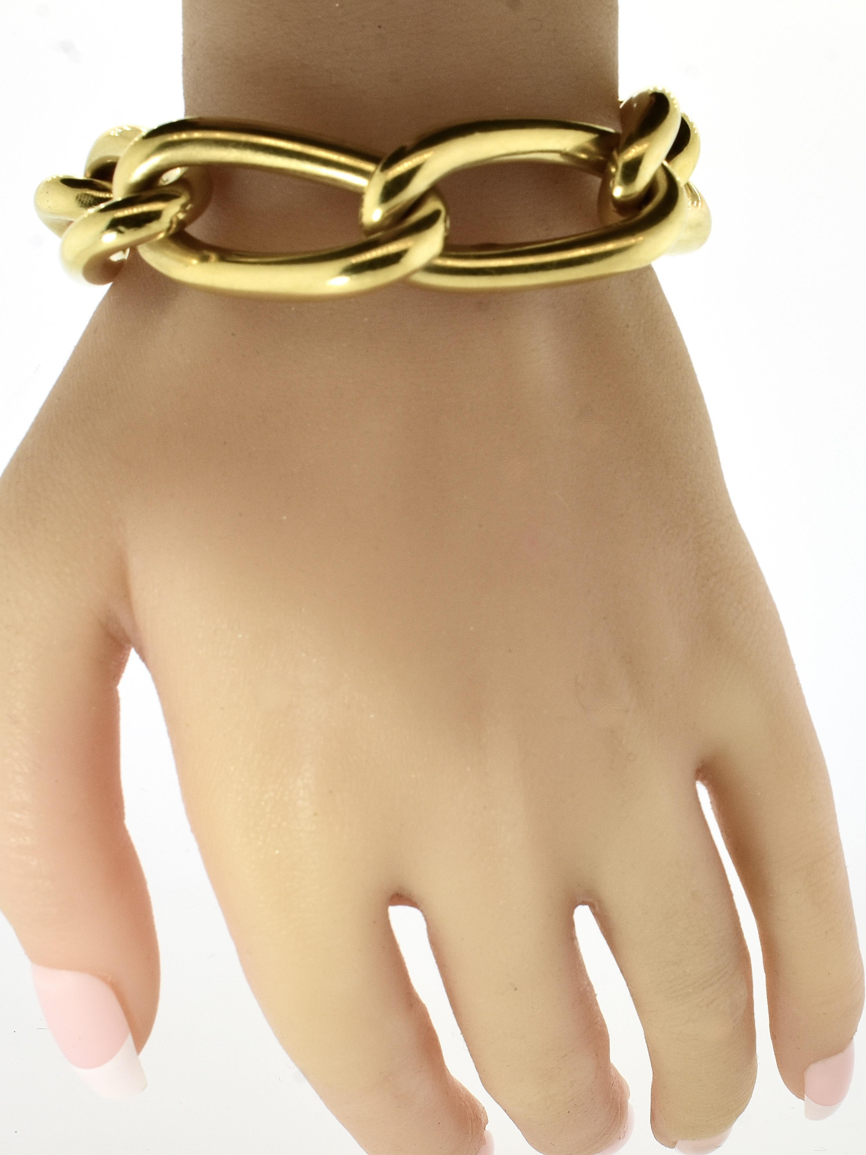 Women's or Men's Cartier Paris 18K Large and Dramatic Elongated Link Bracelet, circa 1950. For Sale