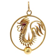 Cartier Paris 18K Pendant Charm Rooster Yellow Gold, circa 1950s–60s