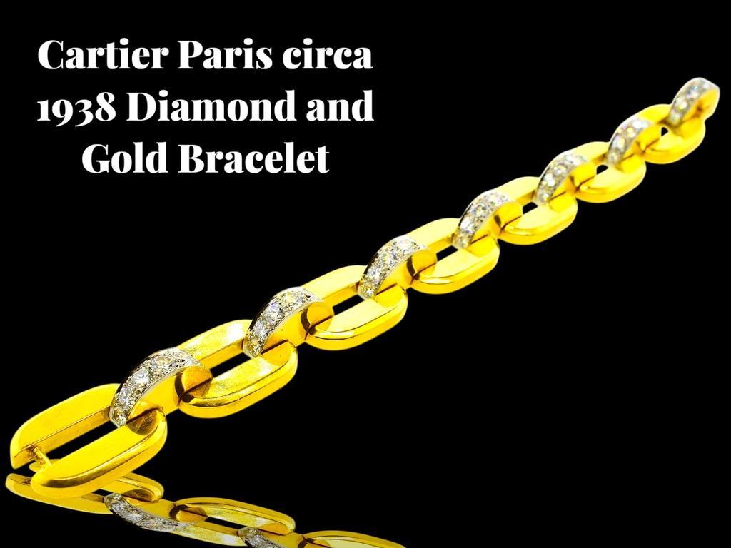 Cartier Paris 18K, Platinum and Diamond Bracelet, c. 1938. For Sale 8
