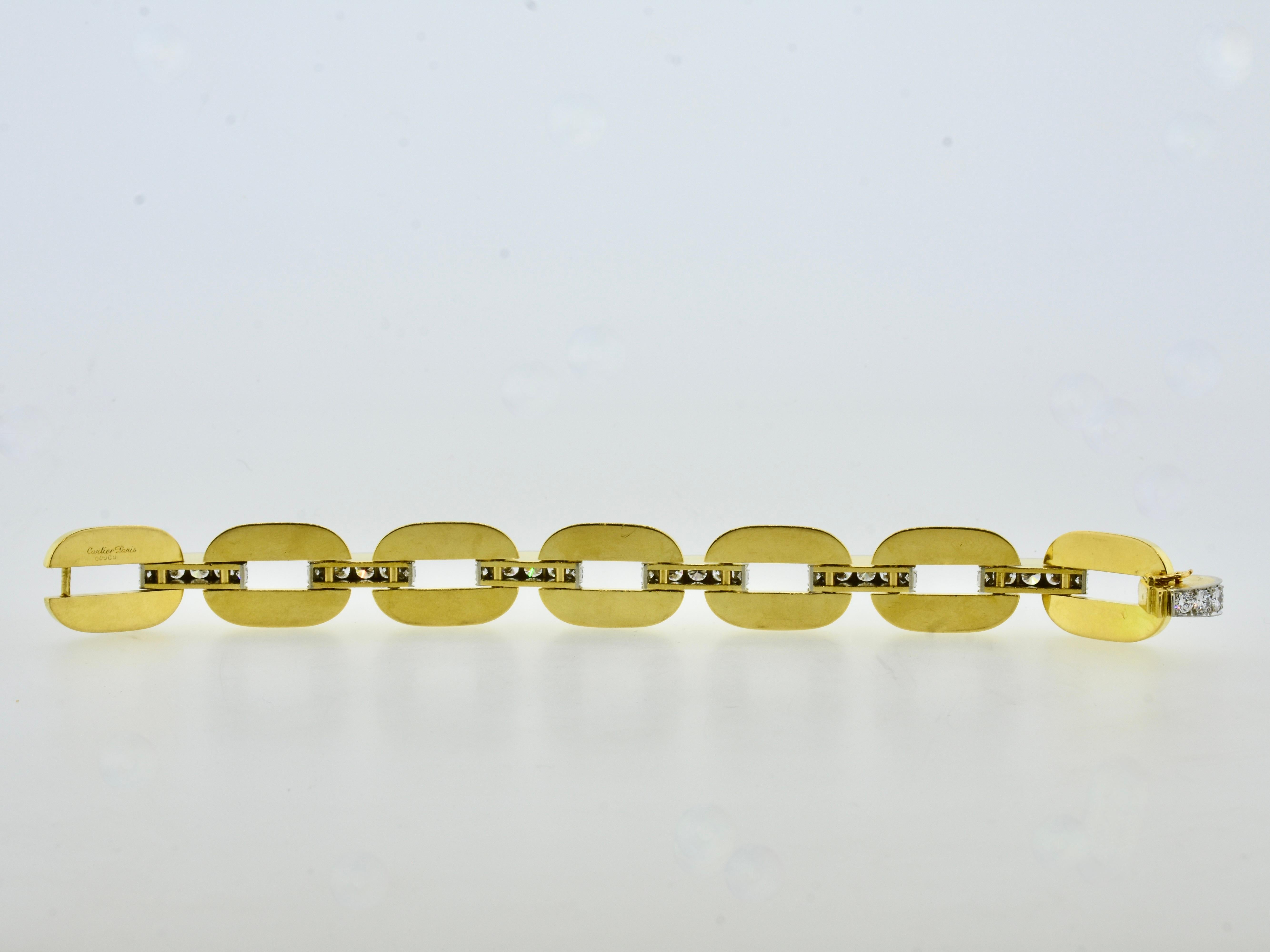 Cartier Paris 18K, Platinum and Diamond Bracelet, c. 1938. For Sale 14