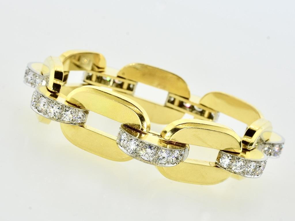 Women's or Men's Cartier Paris 18K, Platinum and Diamond Bracelet, c. 1938. For Sale