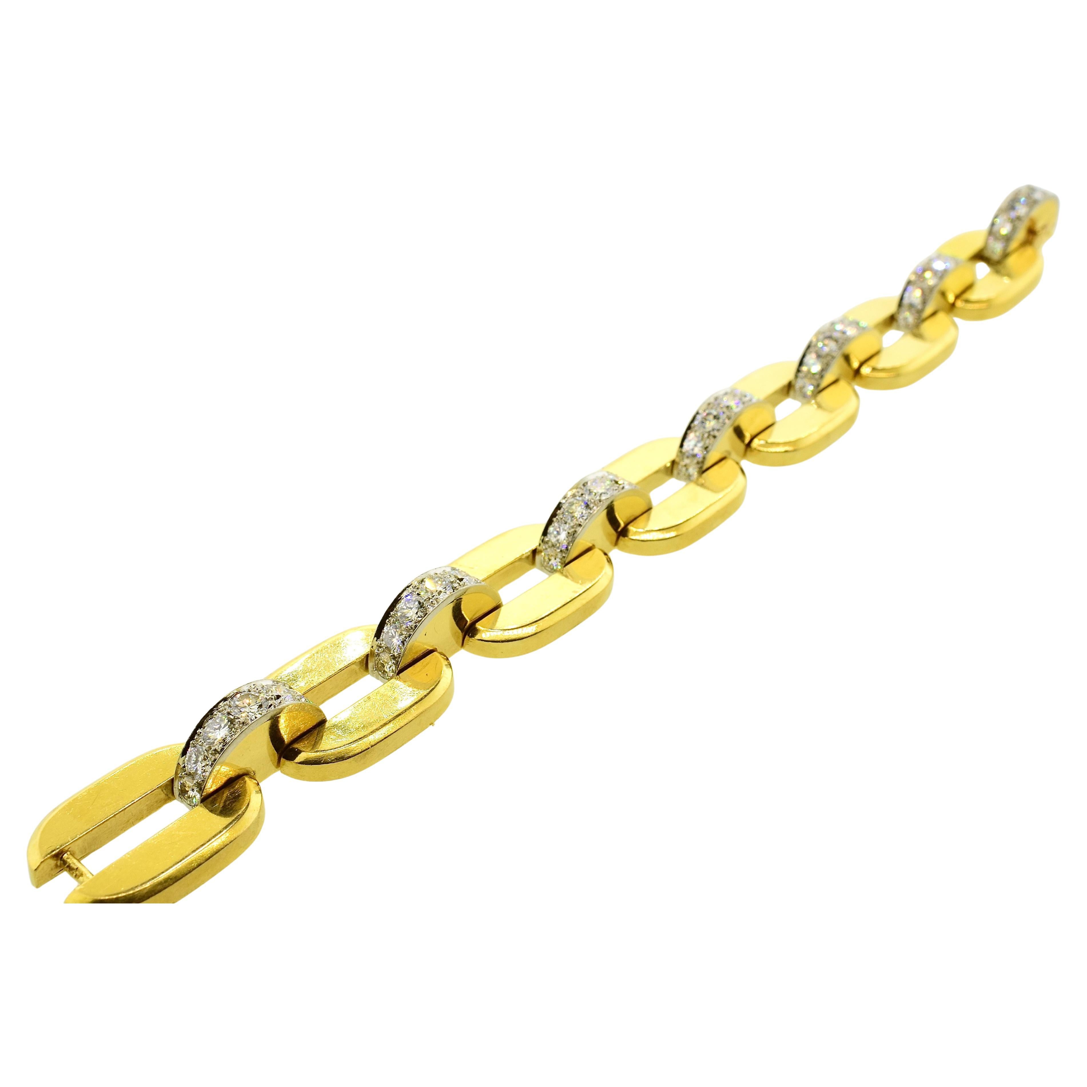 Old European Cut Cartier Paris 18K, Platinum and Diamond Bracelet, c. 1938. For Sale
