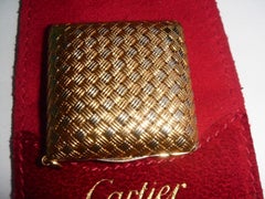 CARTIER PARIS 18k Two Tone Gold Pill Box Pendant w/Pouch 1950s Retro