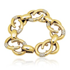 CARTIER Paris 18K Yellow Gold and Diamond Curb Link Bracelet