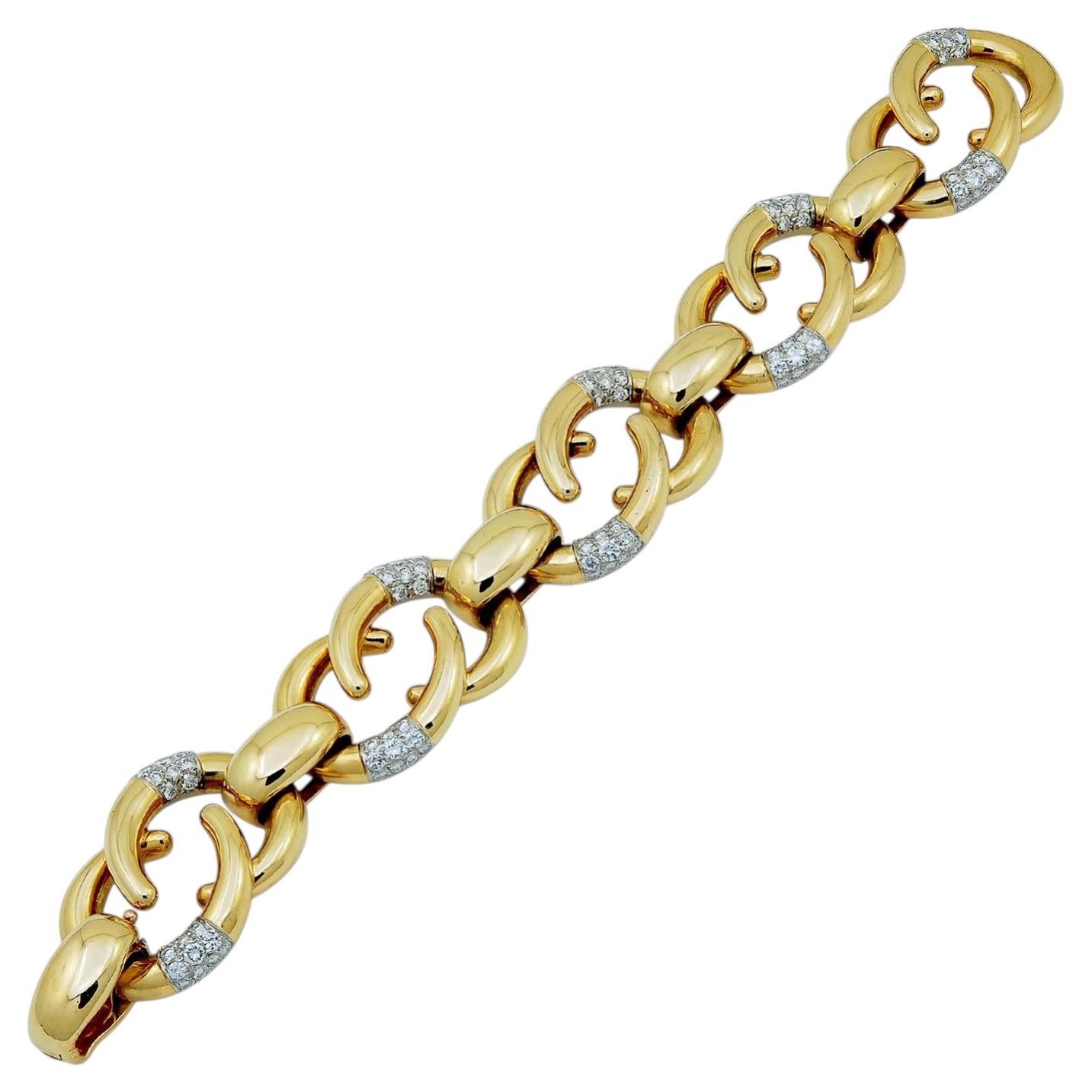 CARTIER Paris 18K Yellow Gold and Diamond Curb Link Bracelet
