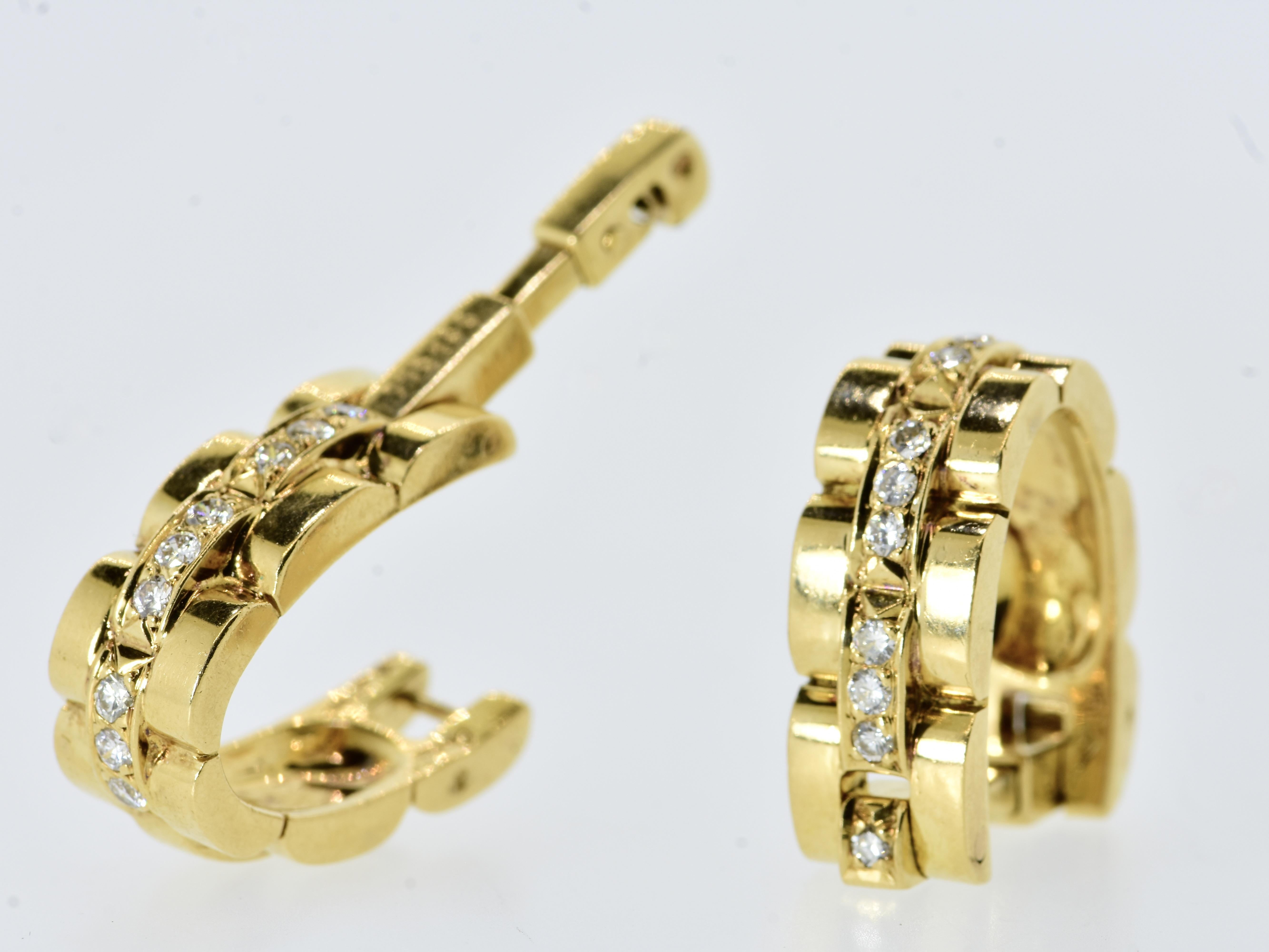Cartier Paris Boutons de manchette vintage Maillon Panthère en or jaune 18 carats et diamants 4