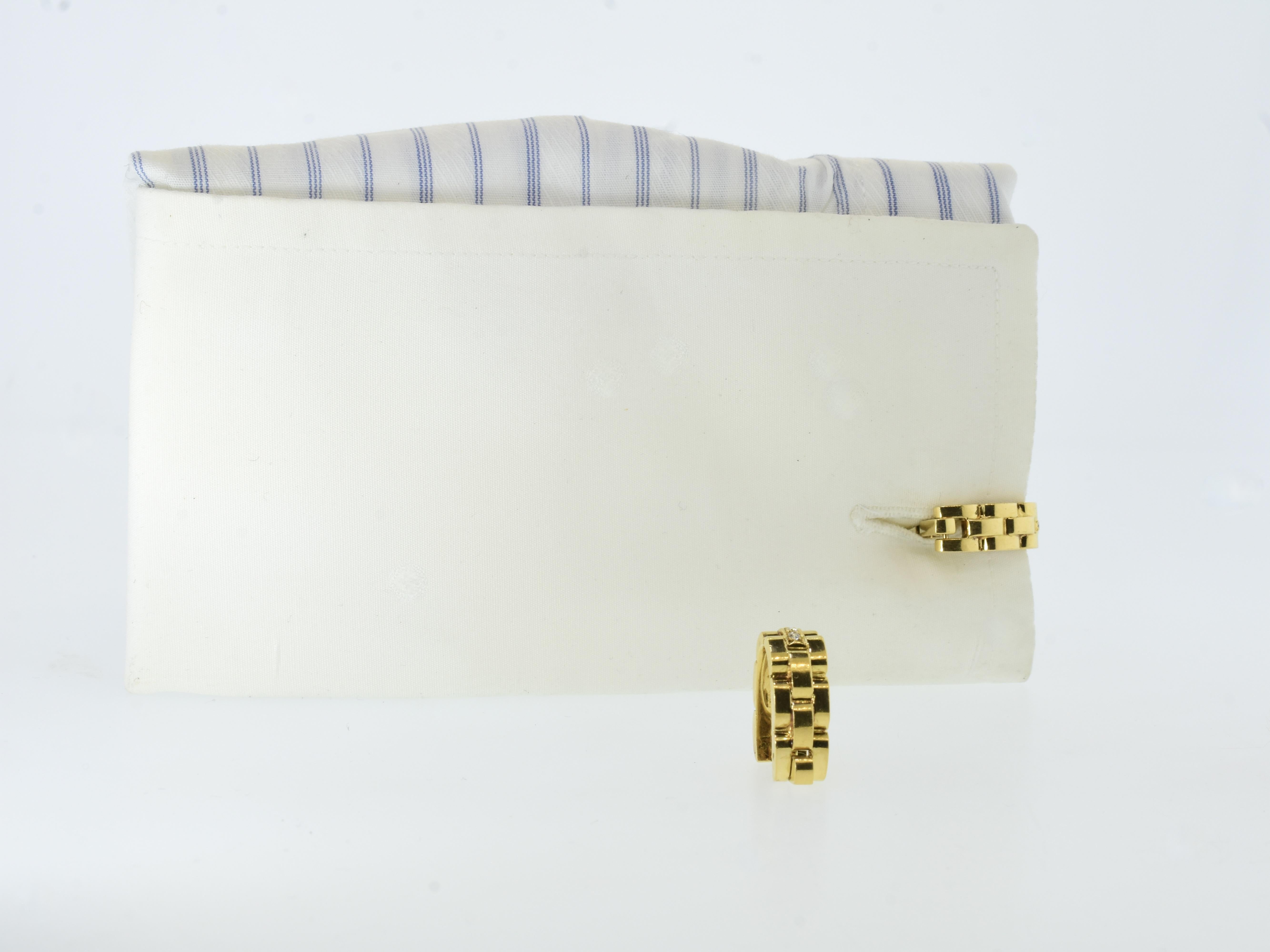 Contemporain Cartier Paris Boutons de manchette vintage Maillon Panthère en or jaune 18 carats et diamants