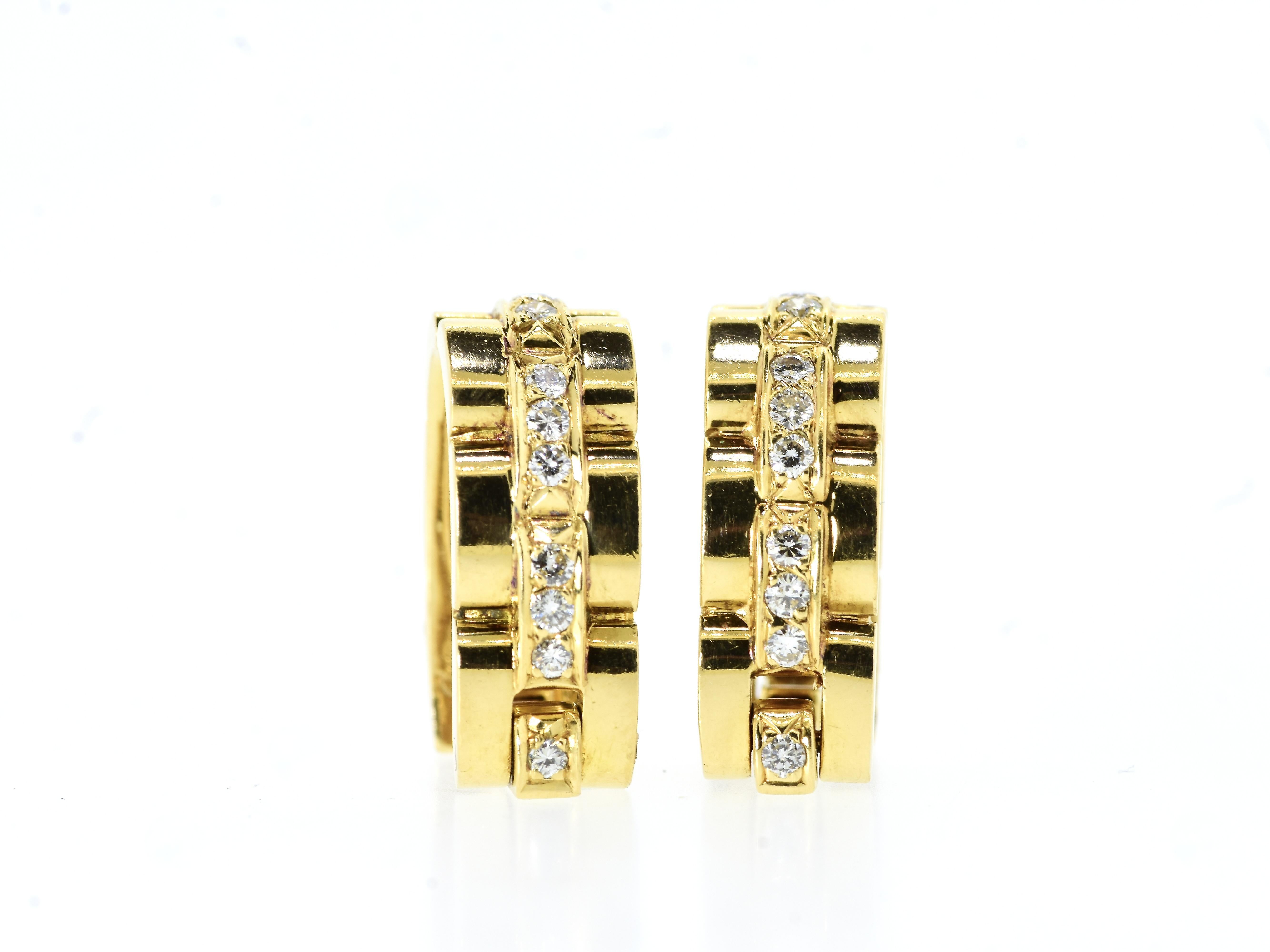 Cartier Paris Boutons de manchette vintage Maillon Panthère en or jaune 18 carats et diamants Excellent état à Aspen, CO