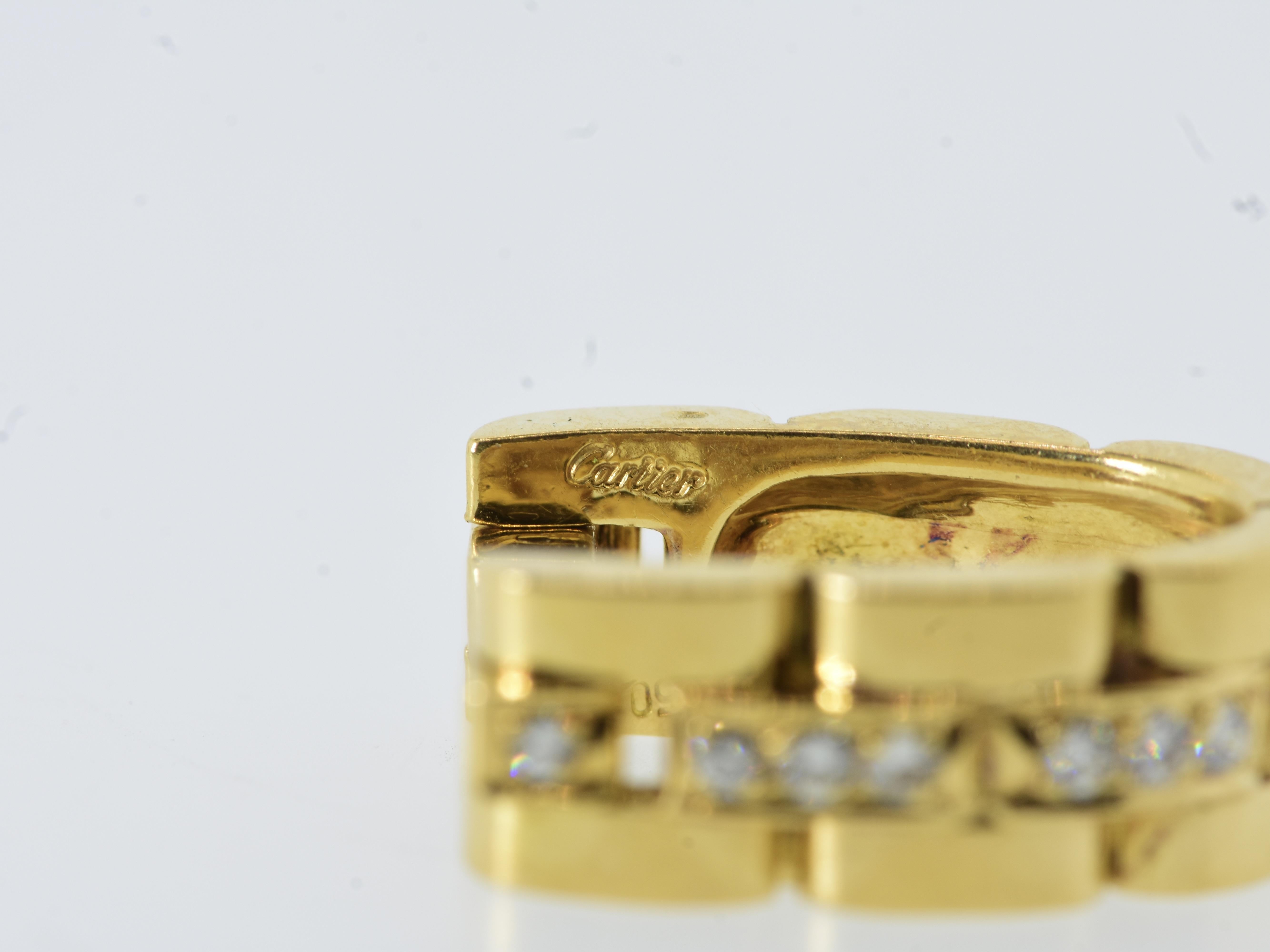 Cartier Paris Boutons de manchette vintage Maillon Panthère en or jaune 18 carats et diamants 3