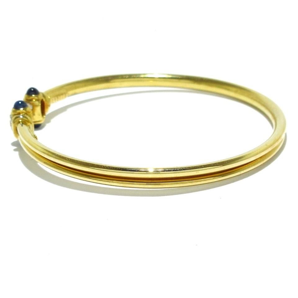CARTIER PARIS 18K Yellow Gold, Cabochon Sapphire & Diamond Bangle Bracelet 2