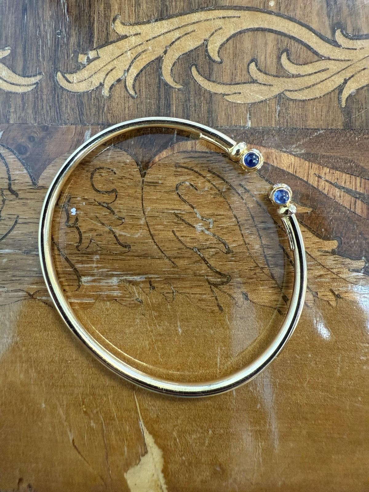 CARTIER PARIS 18K Yellow Gold, Cabochon Sapphire & Diamond Bangle Bracelet 5