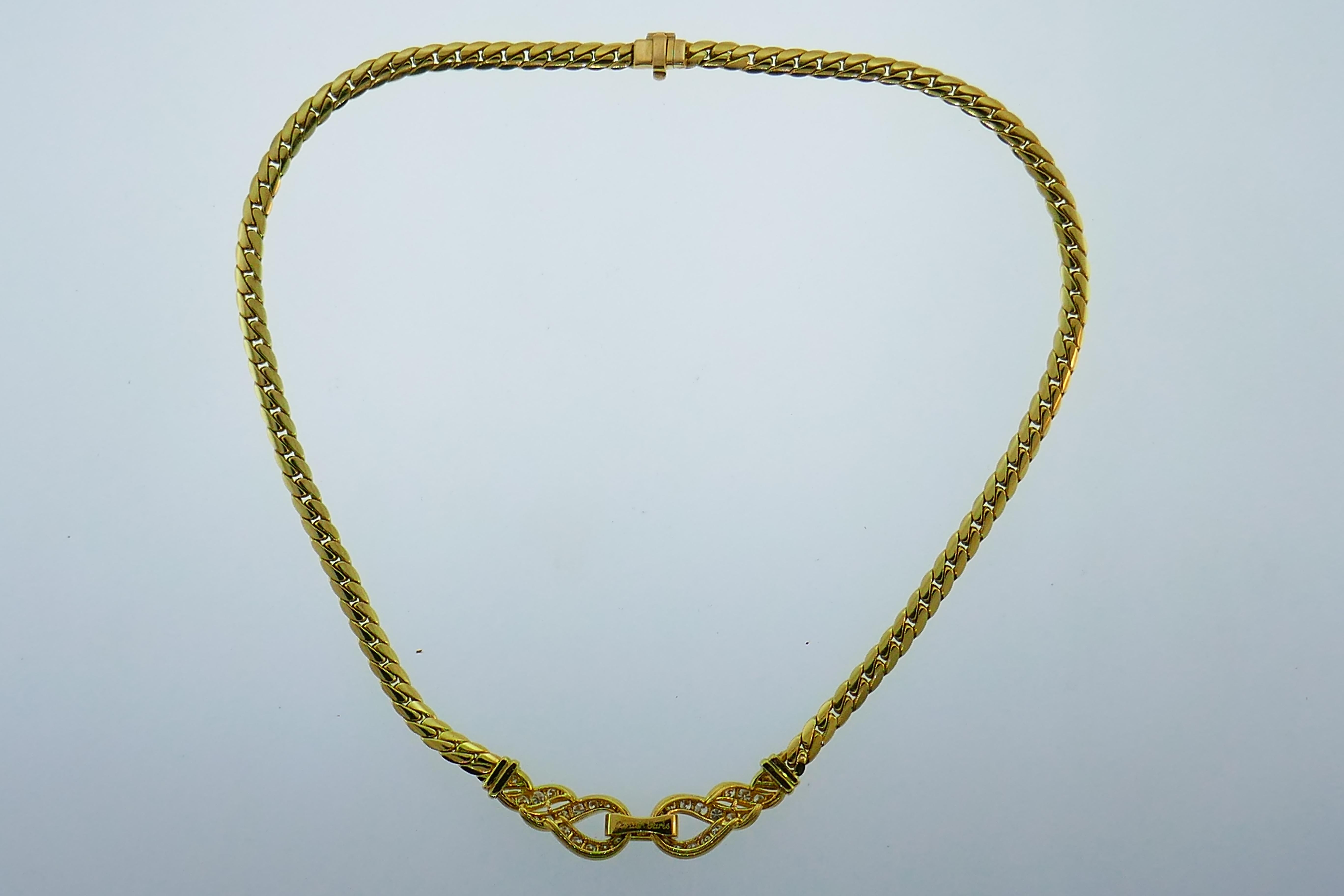 Cartier Paris 18 Karat Yellow Gold & Diamond Choker Necklace, circa 1980s In Excellent Condition In Beverly Hills, CA