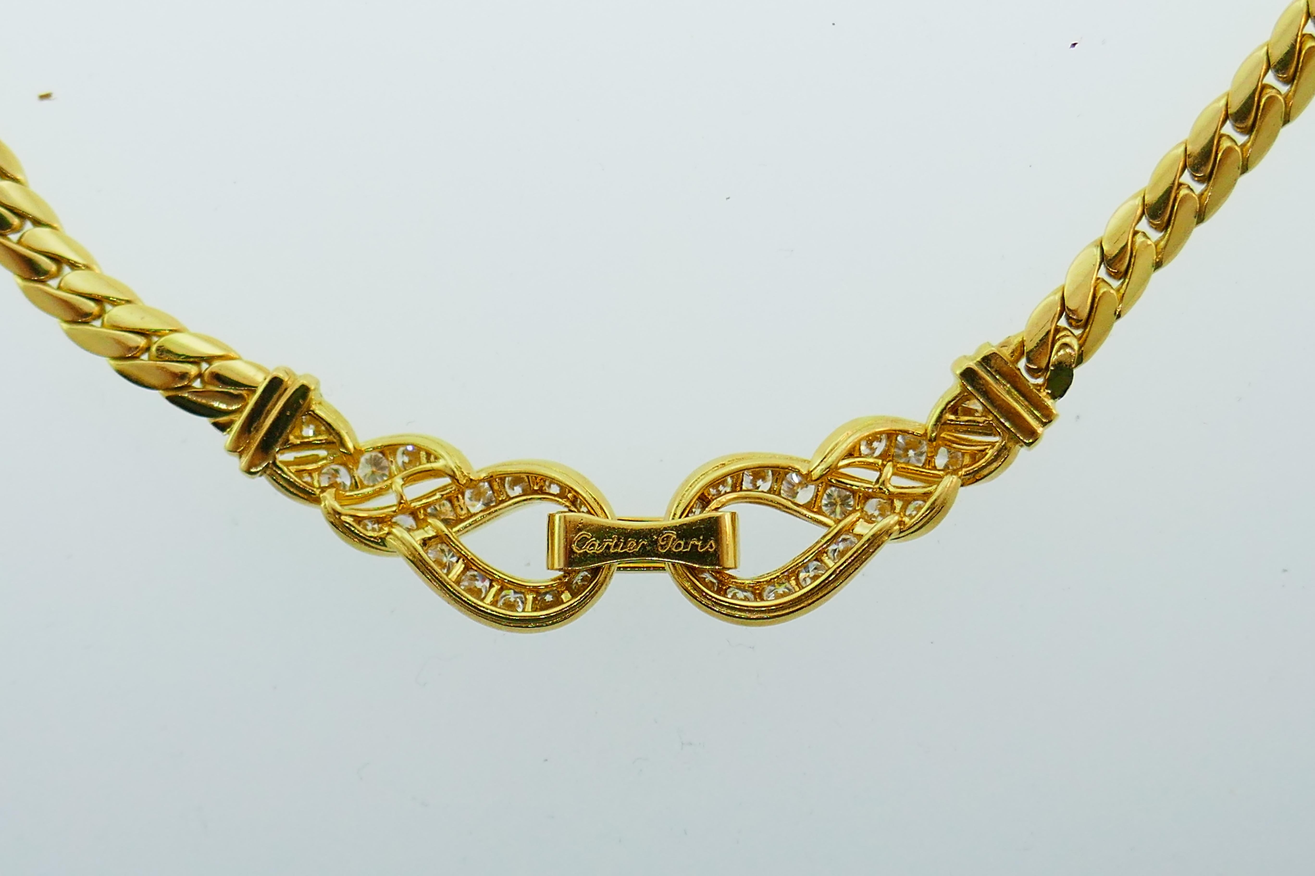 Women's or Men's Cartier Paris 18 Karat Yellow Gold & Diamond Choker Necklace, circa 1980s