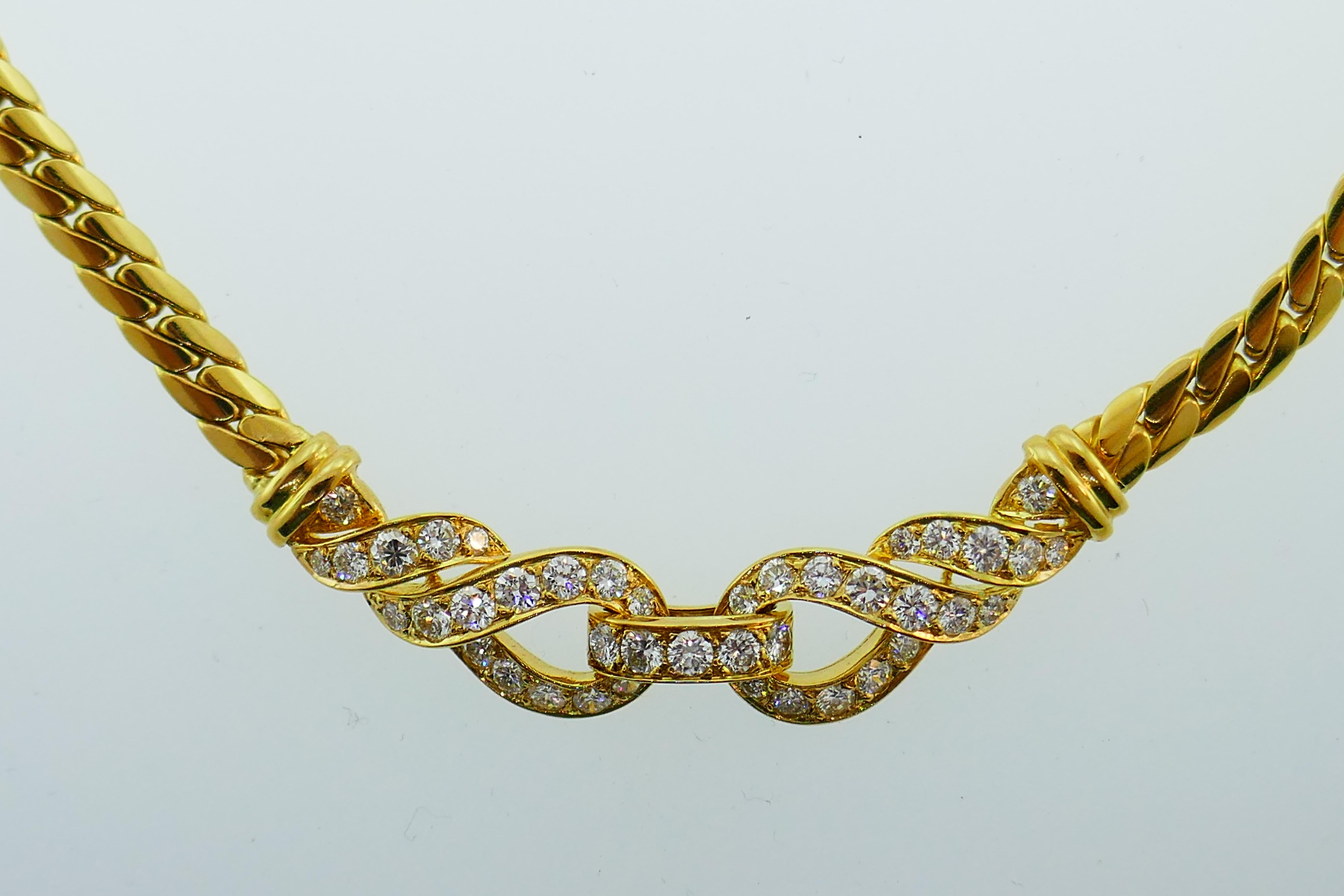 Cartier Paris 18 Karat Yellow Gold & Diamond Choker Necklace, circa 1980s 1