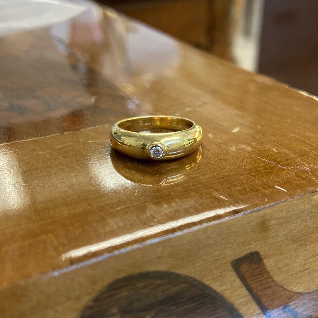 Round Cut CARTIER PARIS 18k Yellow Gold & Diamond Band Ring Vintage