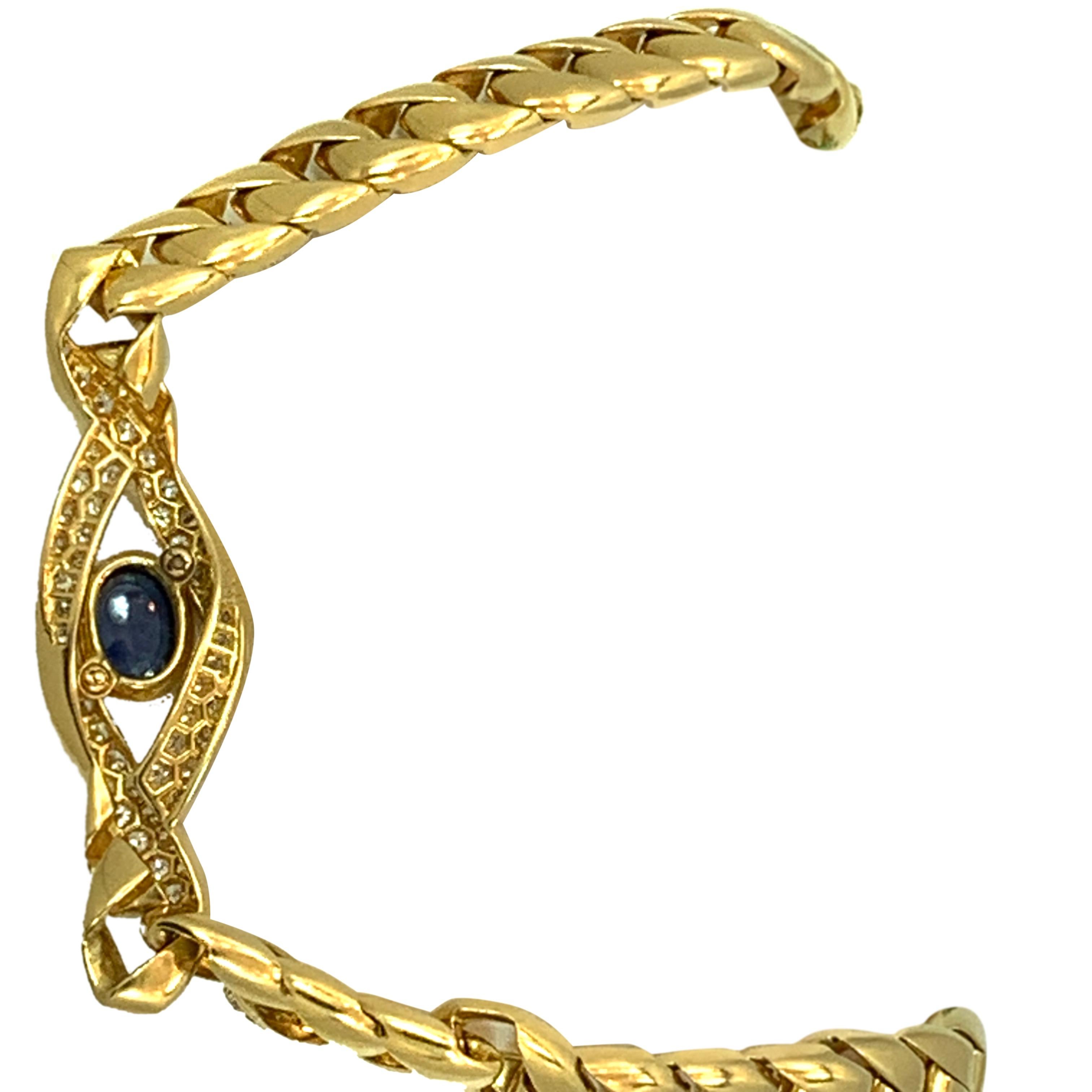 Women's or Men's Cartier Paris 18 Karat Yellow Gold Diamond Sapphire Choker Necklace