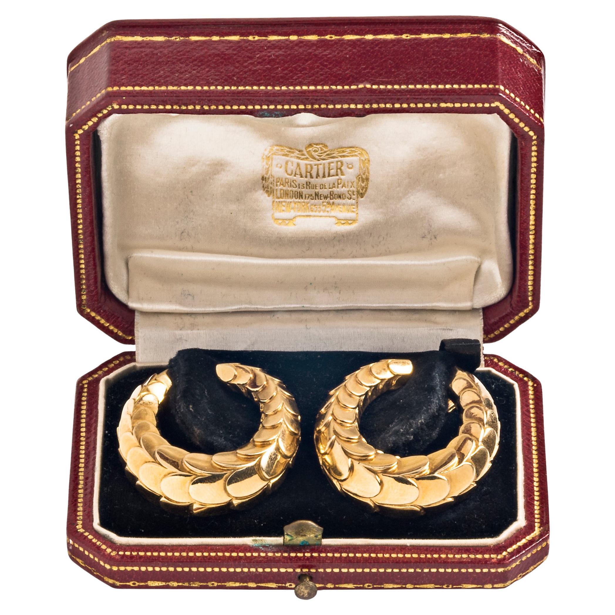 Cartier Paris 18K Yellow Gold Hoop Ear Clips