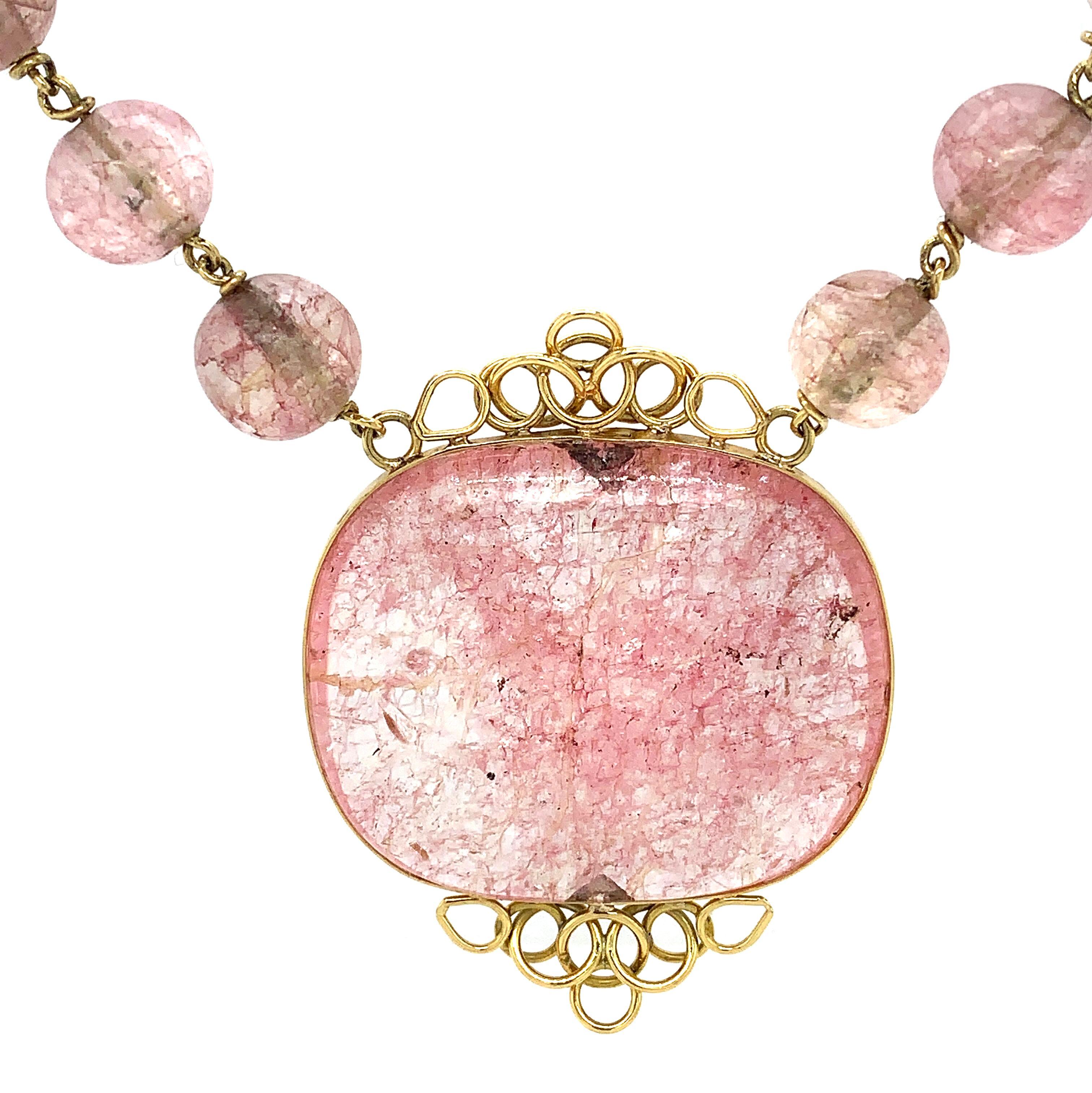 Cartier Paris 18 Karat Yellow Gold Pink Tourmaline Necklace 1