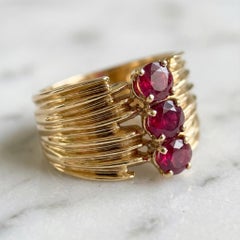 Cartier Paris 18K Yellow Gold Three-Ruby Ring
