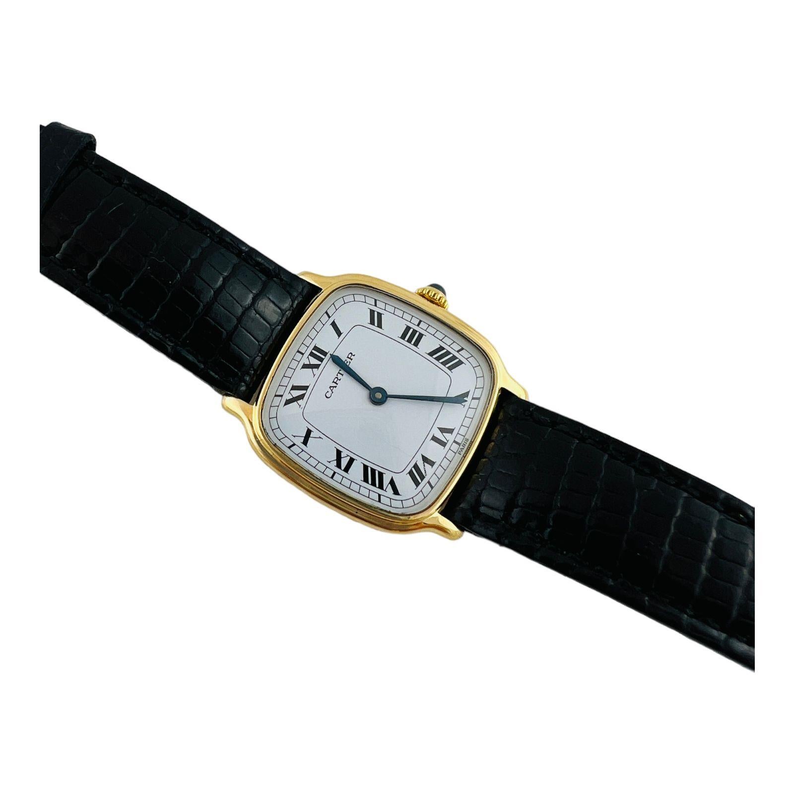 Cartier Paris Montre en or jaune 18 carats avec cadran romain blanc 1