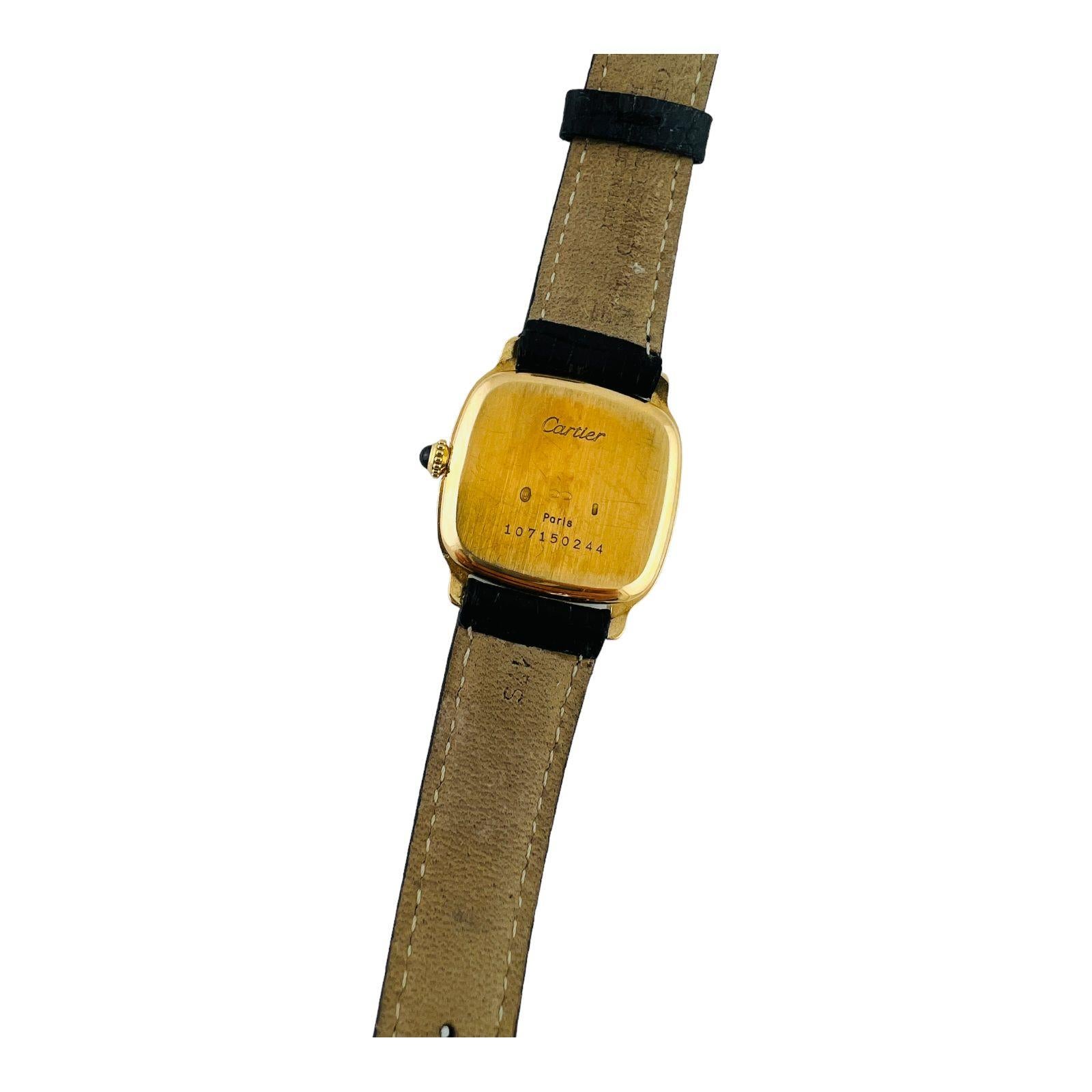 Cartier Paris Montre en or jaune 18 carats avec cadran romain blanc 2