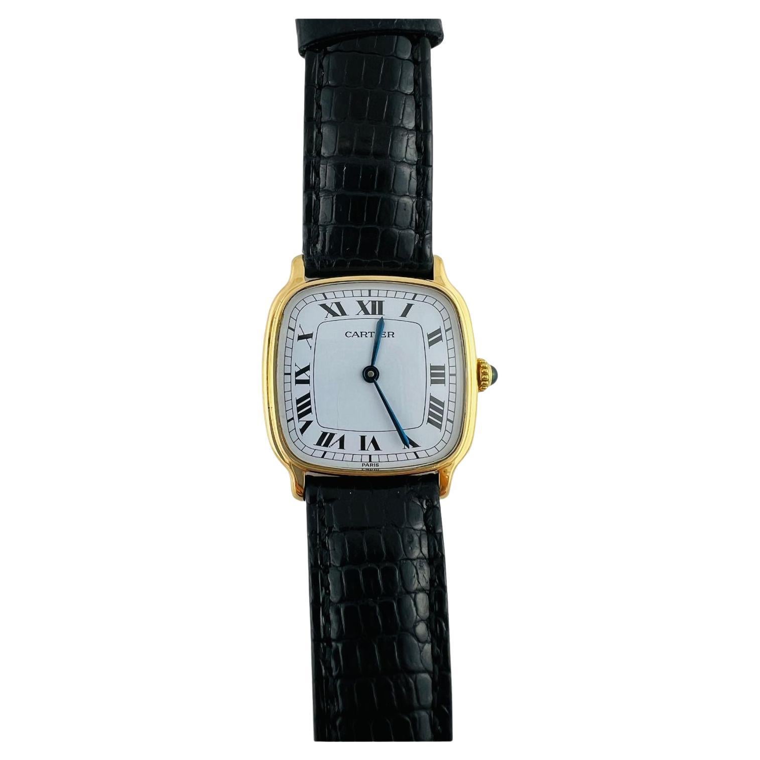 Cartier Paris Montre en or jaune 18 carats avec cadran romain blanc