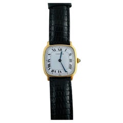 Cartier Paris 18k Yellow Gold Watch White Roman Dial
