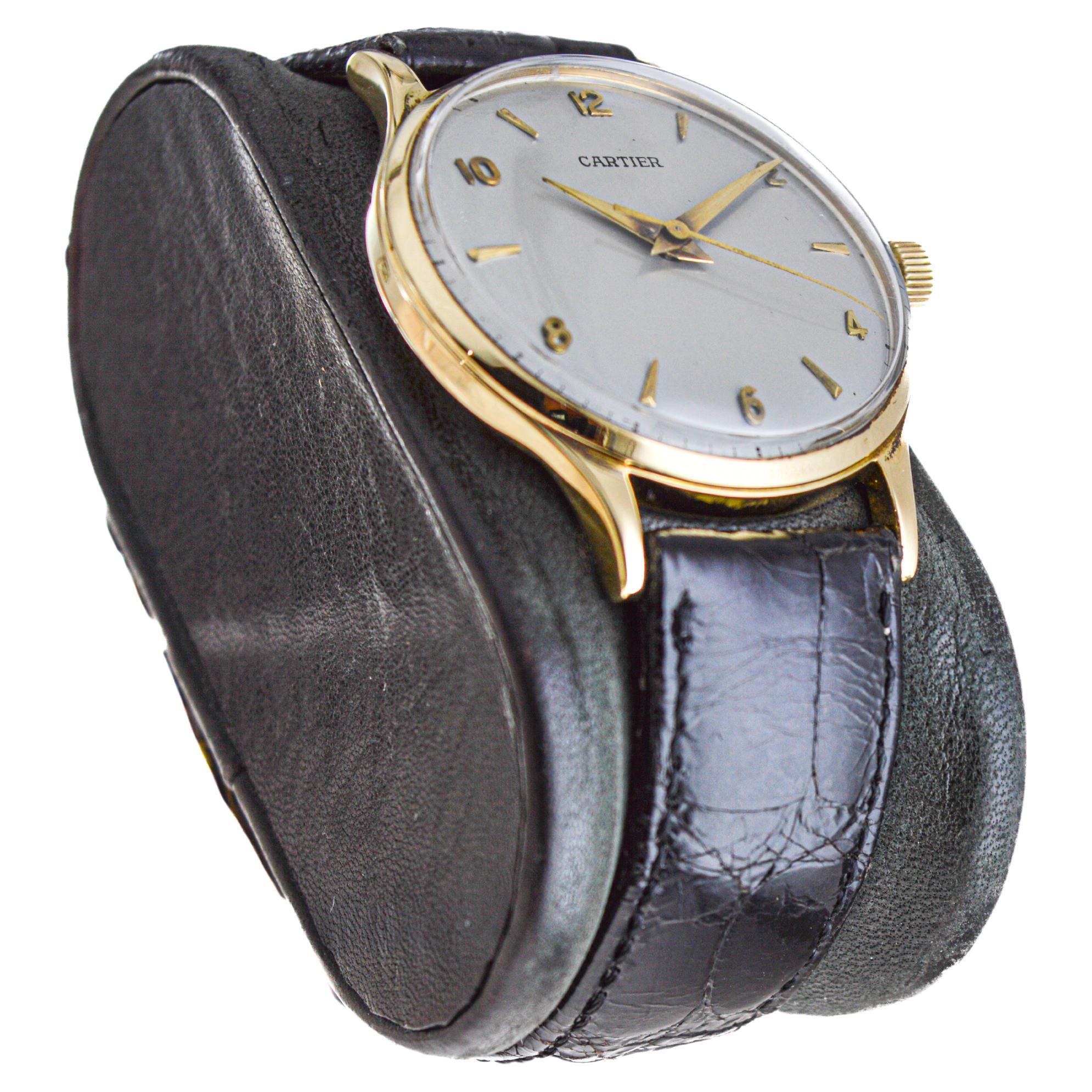 Cartier Paris 18Kt. Gold Calatrava Style Watch, from 1950's European Watch Co.  For Sale 4