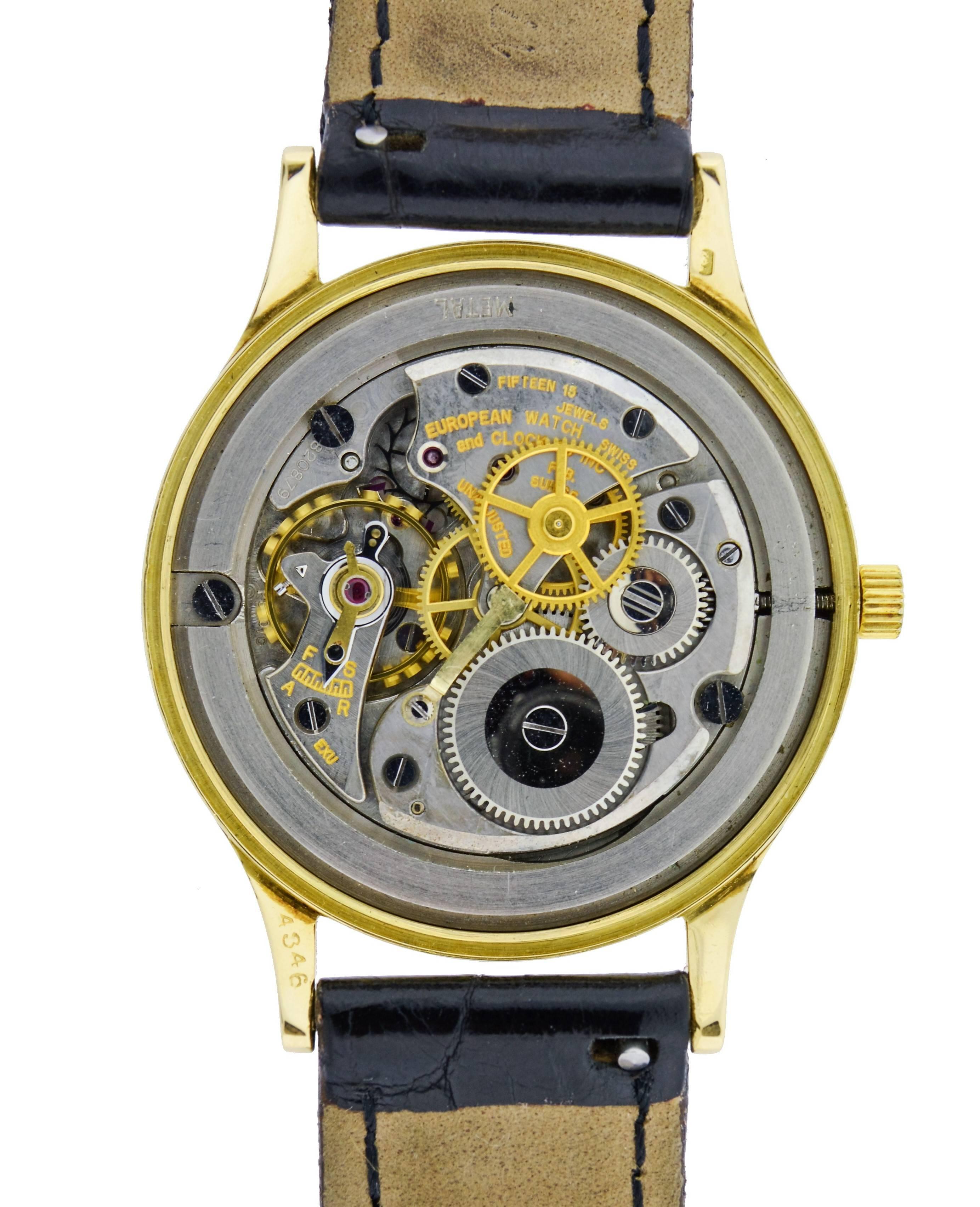 Cartier Paris 18Kt. Gold Calatrava Style Watch, from 1950's European Watch Co.  For Sale 10