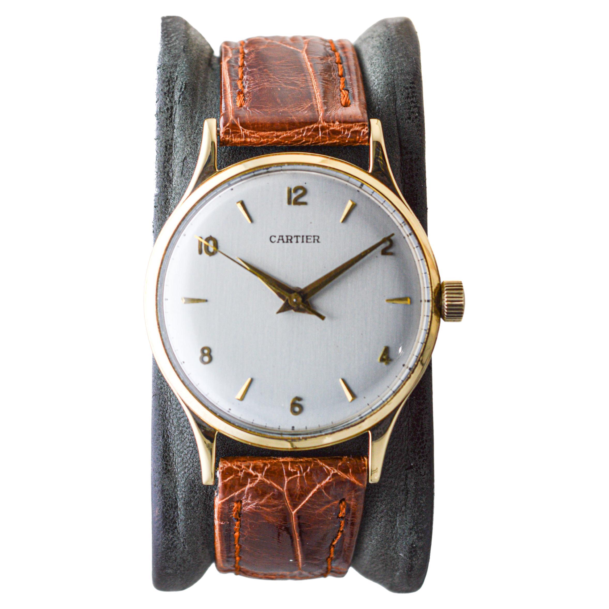 Cartier Paris 18 Karat. Gold Calatrava Style Watch, aus den 1950er Jahren European Watch Co.  (Art déco) im Angebot