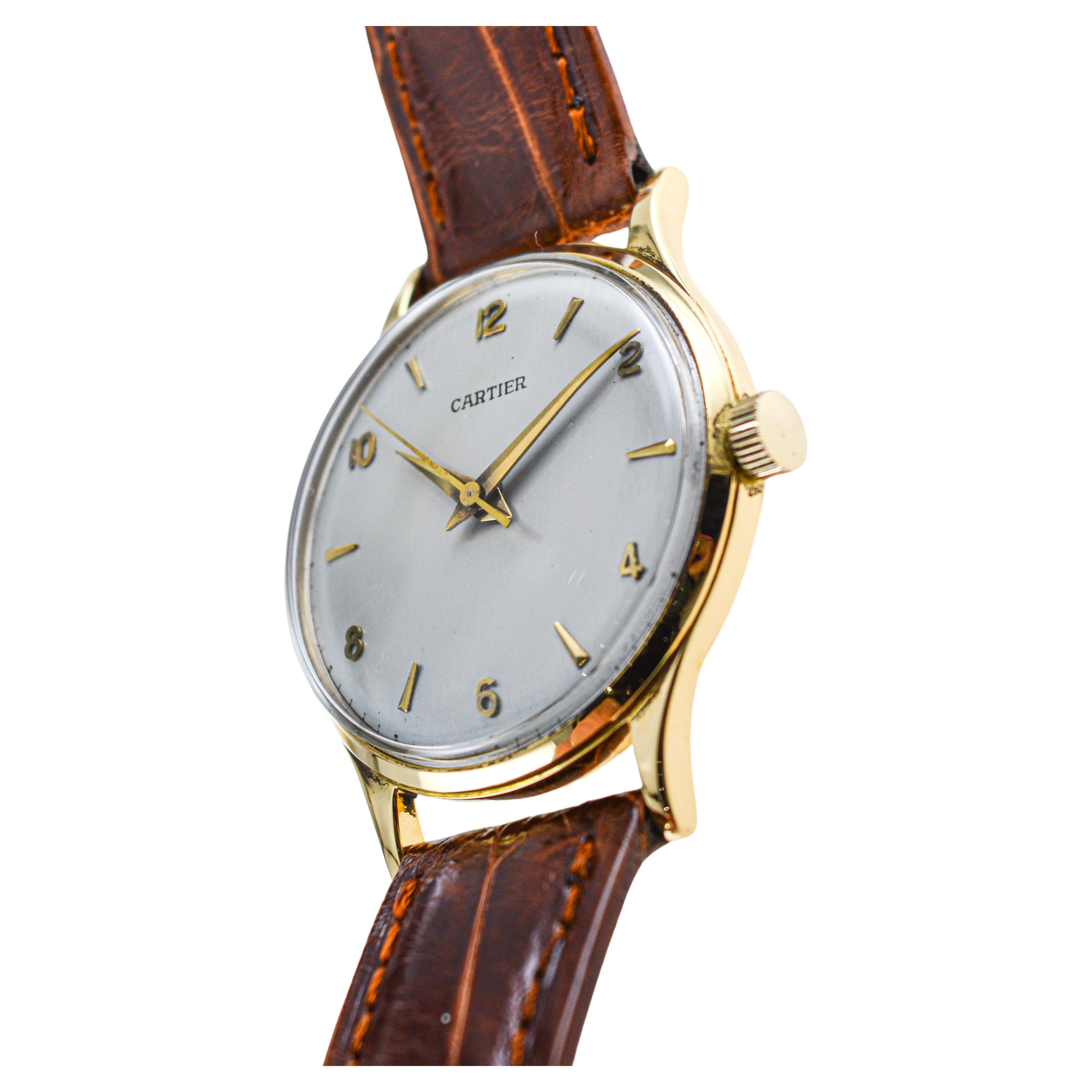 Cartier Paris 18Kt. Gold Calatrava Style Watch, from 1950's European Watch Co.  In Excellent Condition For Sale In Long Beach, CA