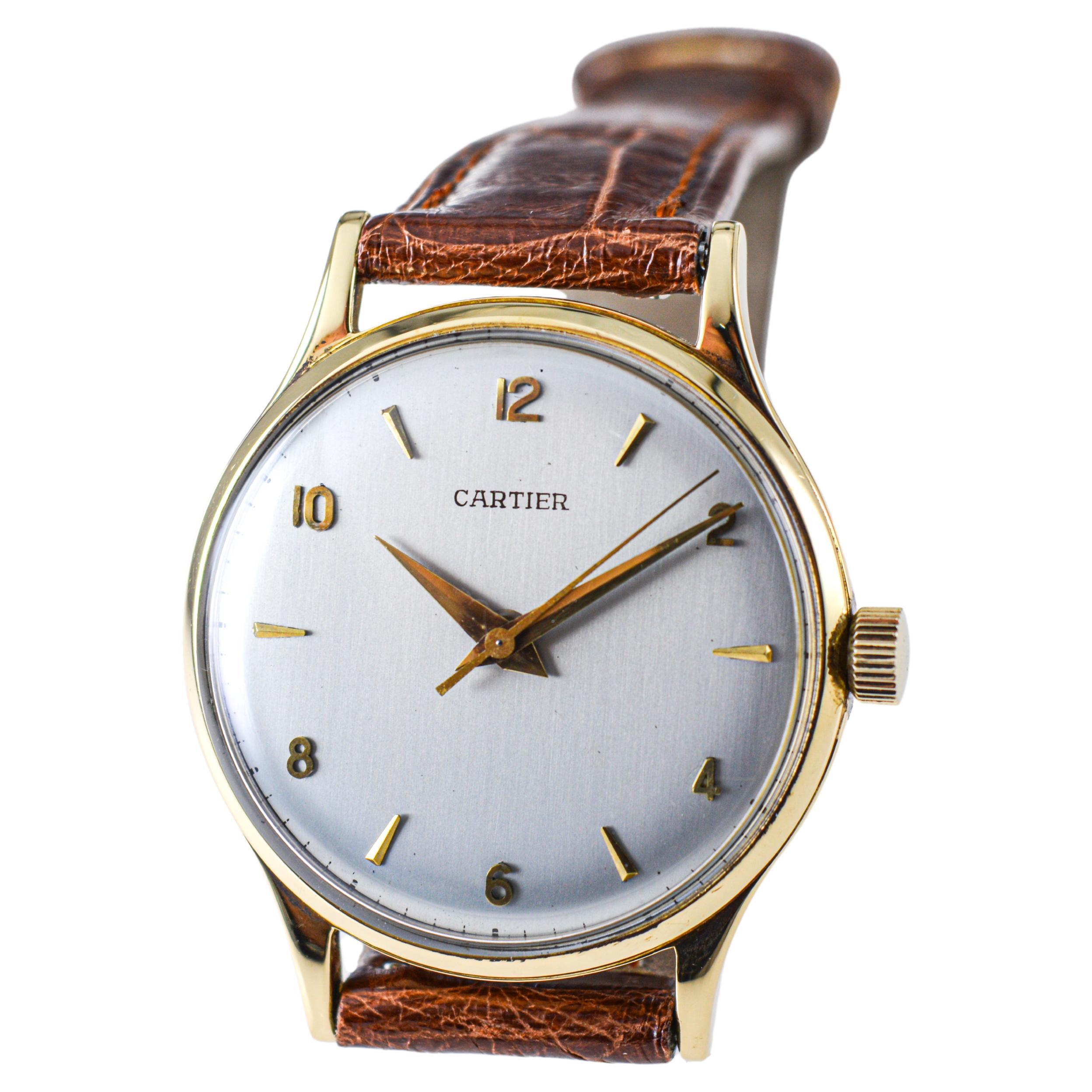 Cartier Paris 18Kt. Gold Calatrava Style Watch, from 1950's European Watch Co.  For Sale 1