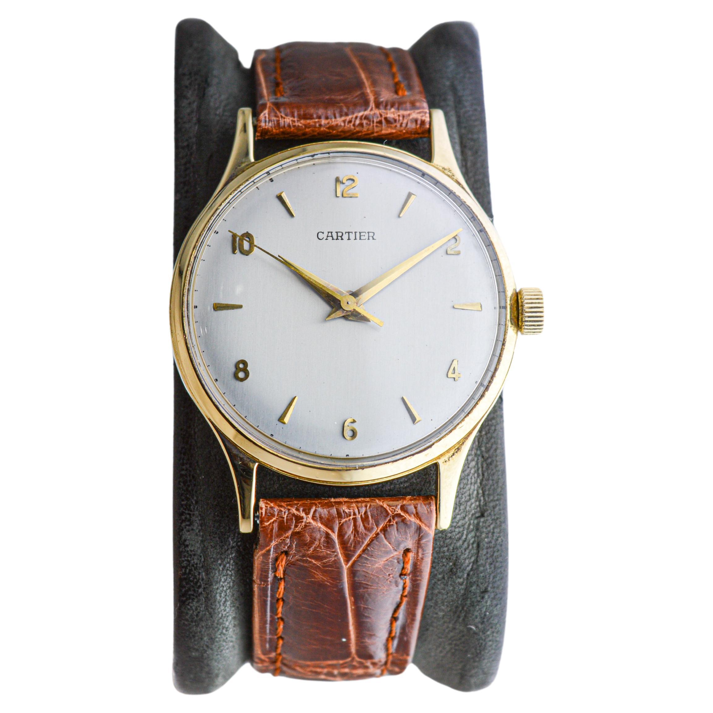 Cartier Paris 18Kt. Gold Calatrava Style Watch, from 1950's European Watch Co.  For Sale