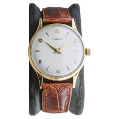 Retro Cartier Paris 18Kt. Gold Calatrava Style Watch, from 1950's European Watch Co. 