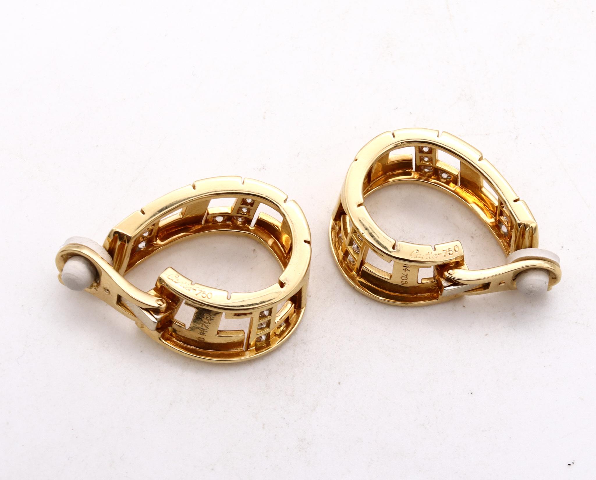 Néo-étrusque Cartier Paris Boucles d'oreilles étrusques en or 18 carats avec diamants 2,88 carats en VVS en vente