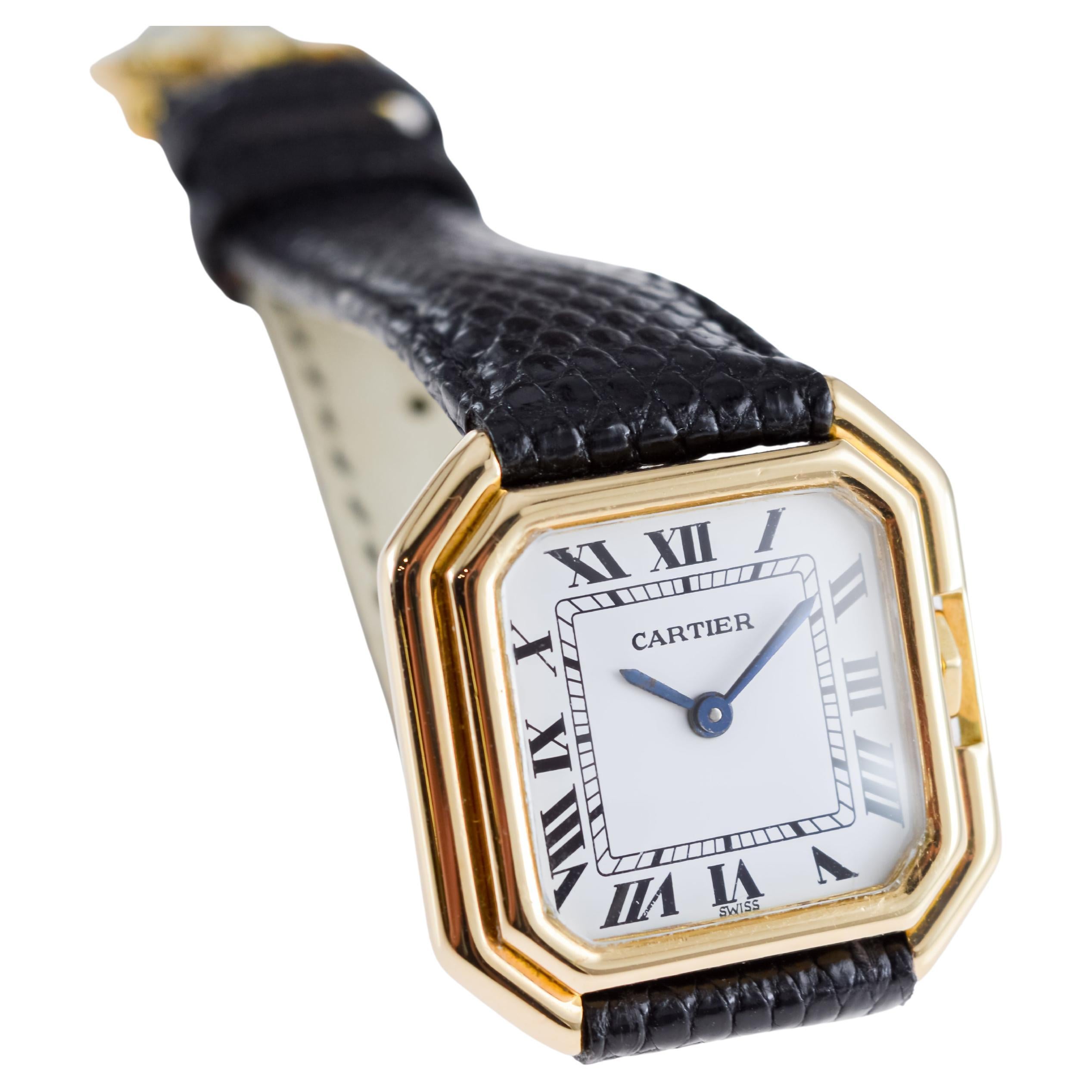 Cartier Paris 18Kt Solid Gold Ceinture Ladies Watch circa 1980's Hallmarked 5