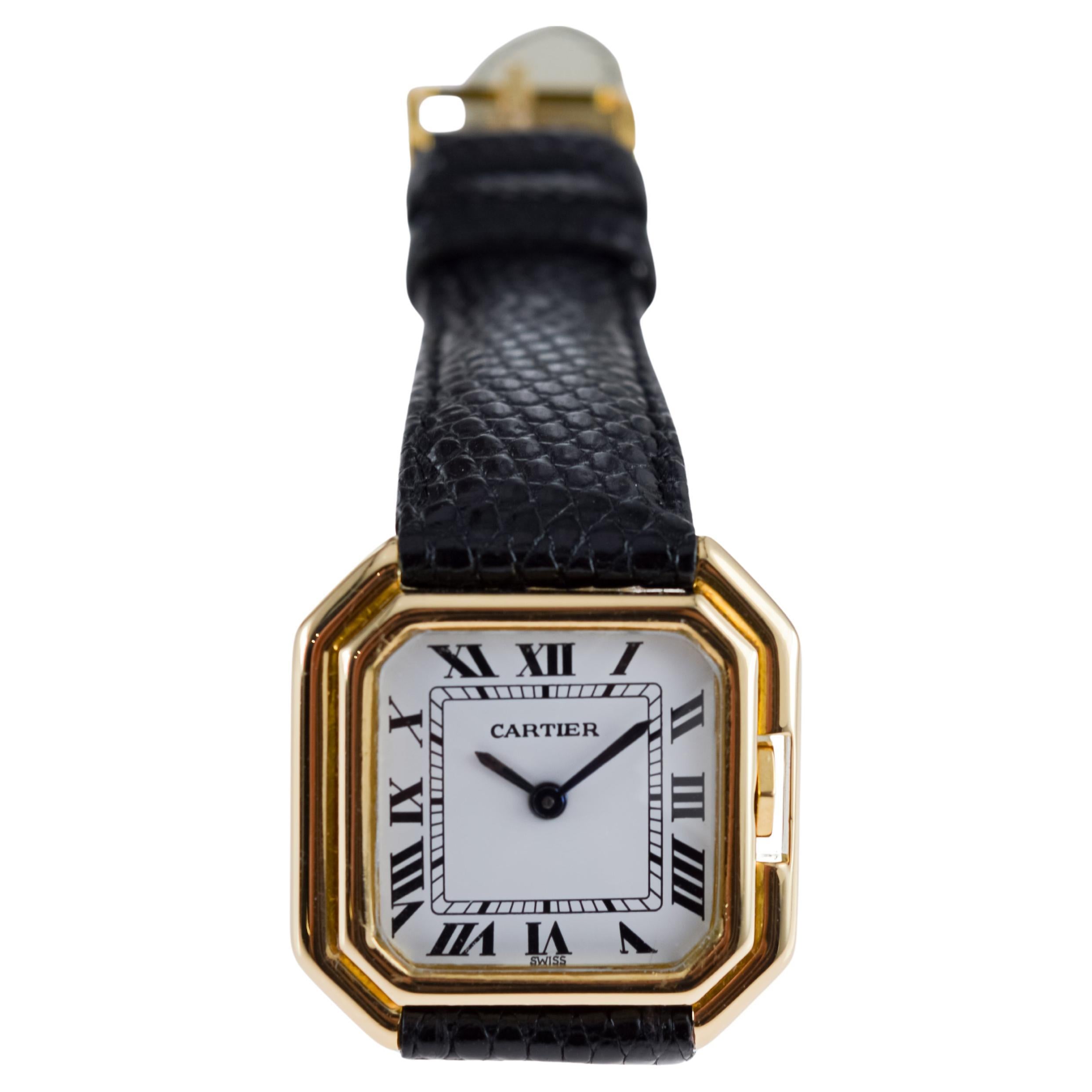 Cartier Paris 18Kt Solid Gold Ceinture Ladies Watch circa 1980's Hallmarked 6