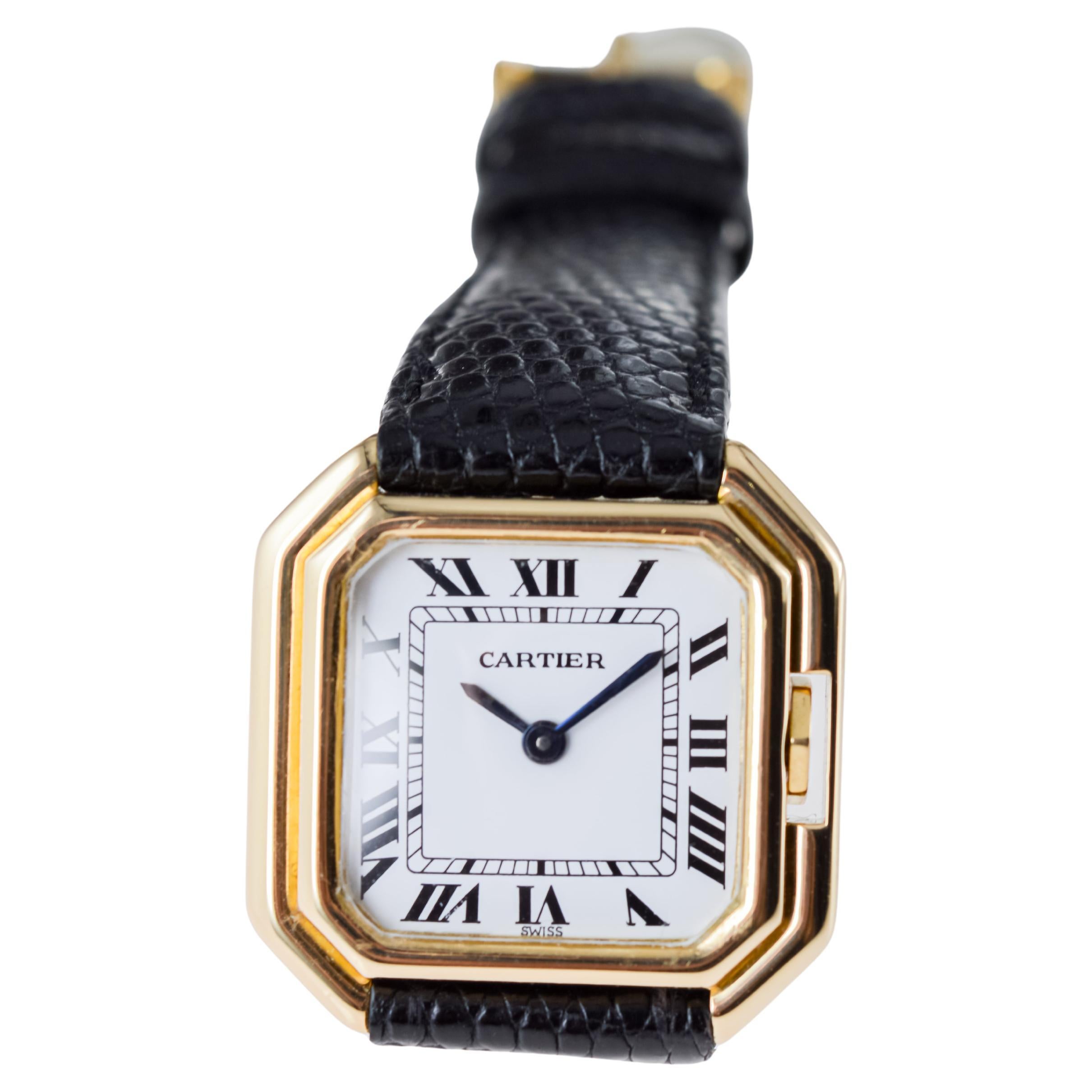 Cartier Paris 18Kt Solid Gold Ceinture Ladies Watch circa 1980's Hallmarked 7