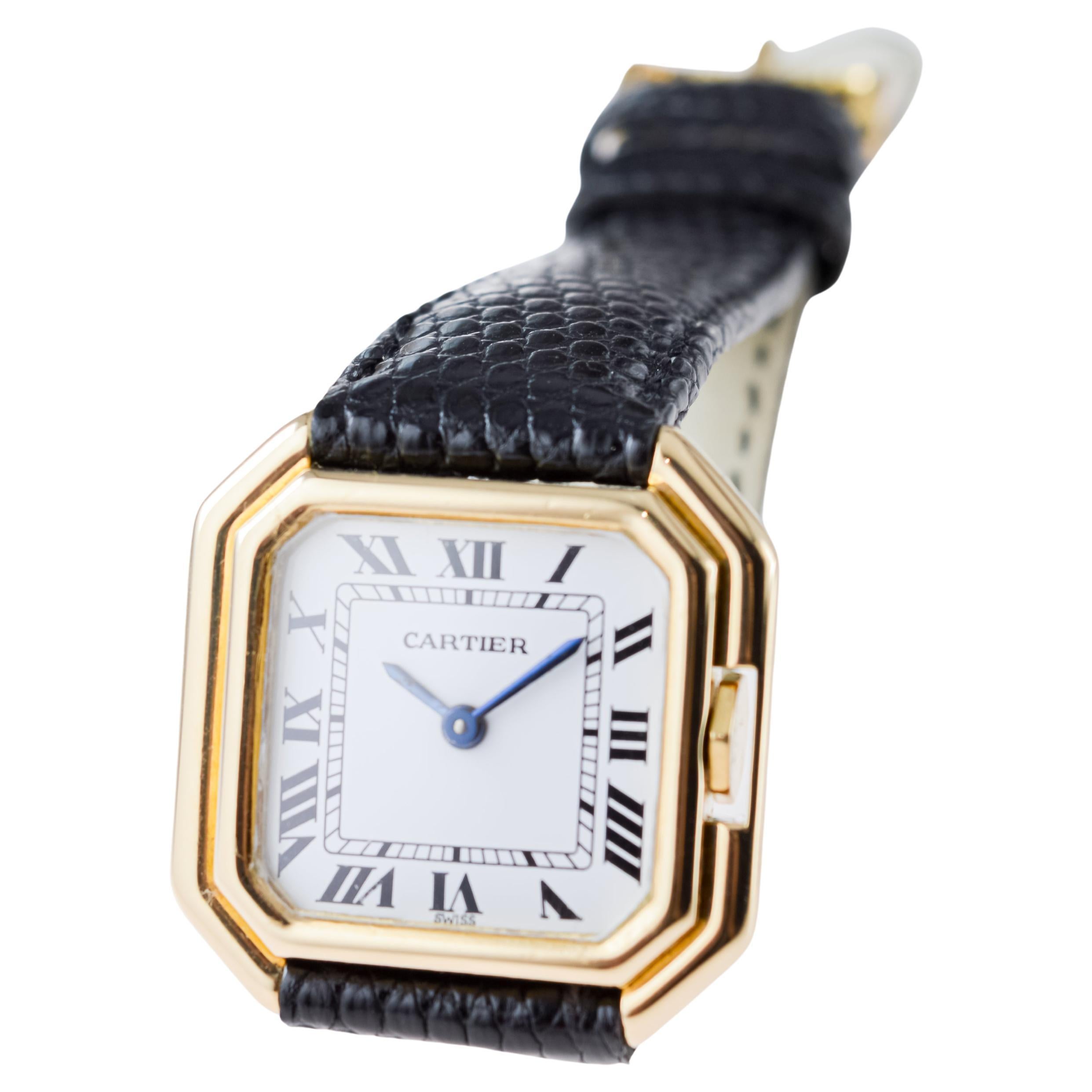 Cartier Paris 18Kt Solid Gold Ceinture Ladies Watch circa 1980's Hallmarked 8