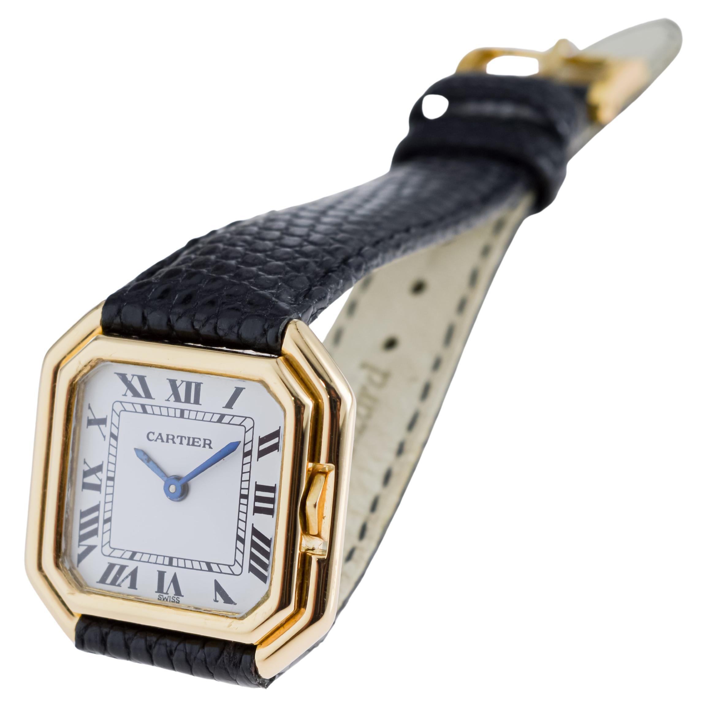 Cartier Paris 18Kt Solid Gold Ceinture Ladies Watch circa 1980's Hallmarked 9