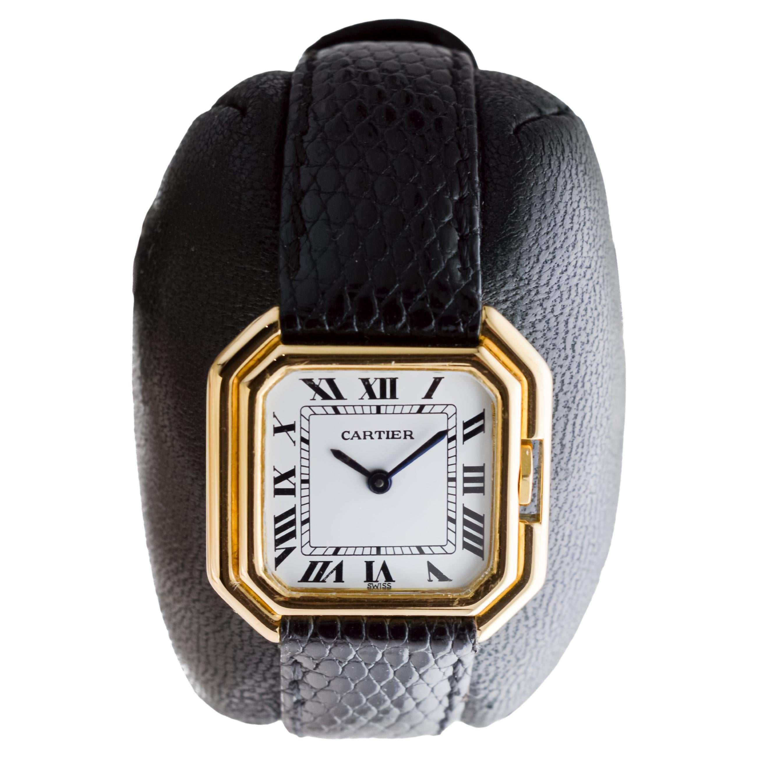 Cartier Paris 18Kt Solid Gold Ceinture Ladies Watch circa 1980's Hallmarked In Excellent Condition In Long Beach, CA