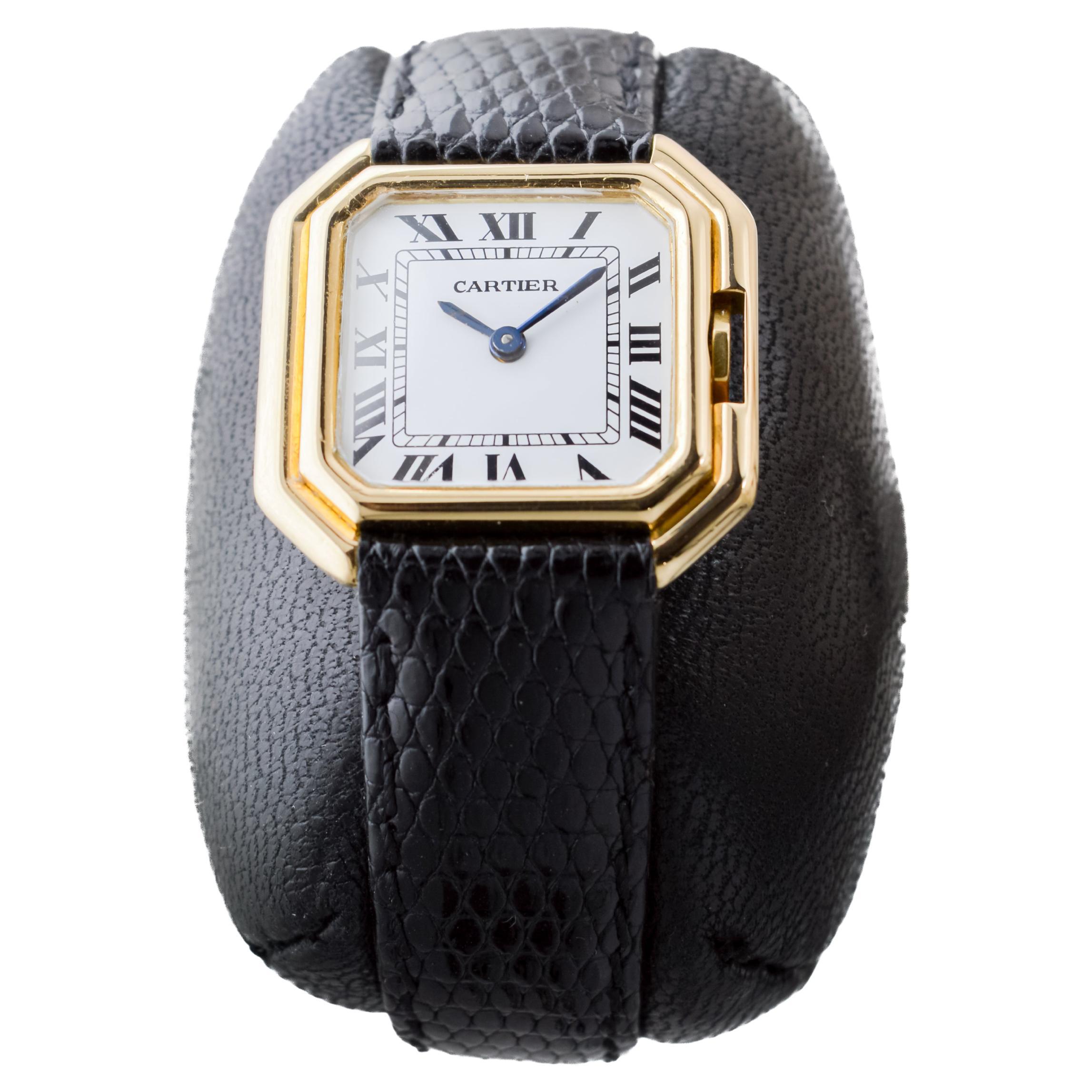 Women's or Men's Cartier Paris 18Kt Solid Gold Ceinture Ladies Watch circa 1980's Hallmarked