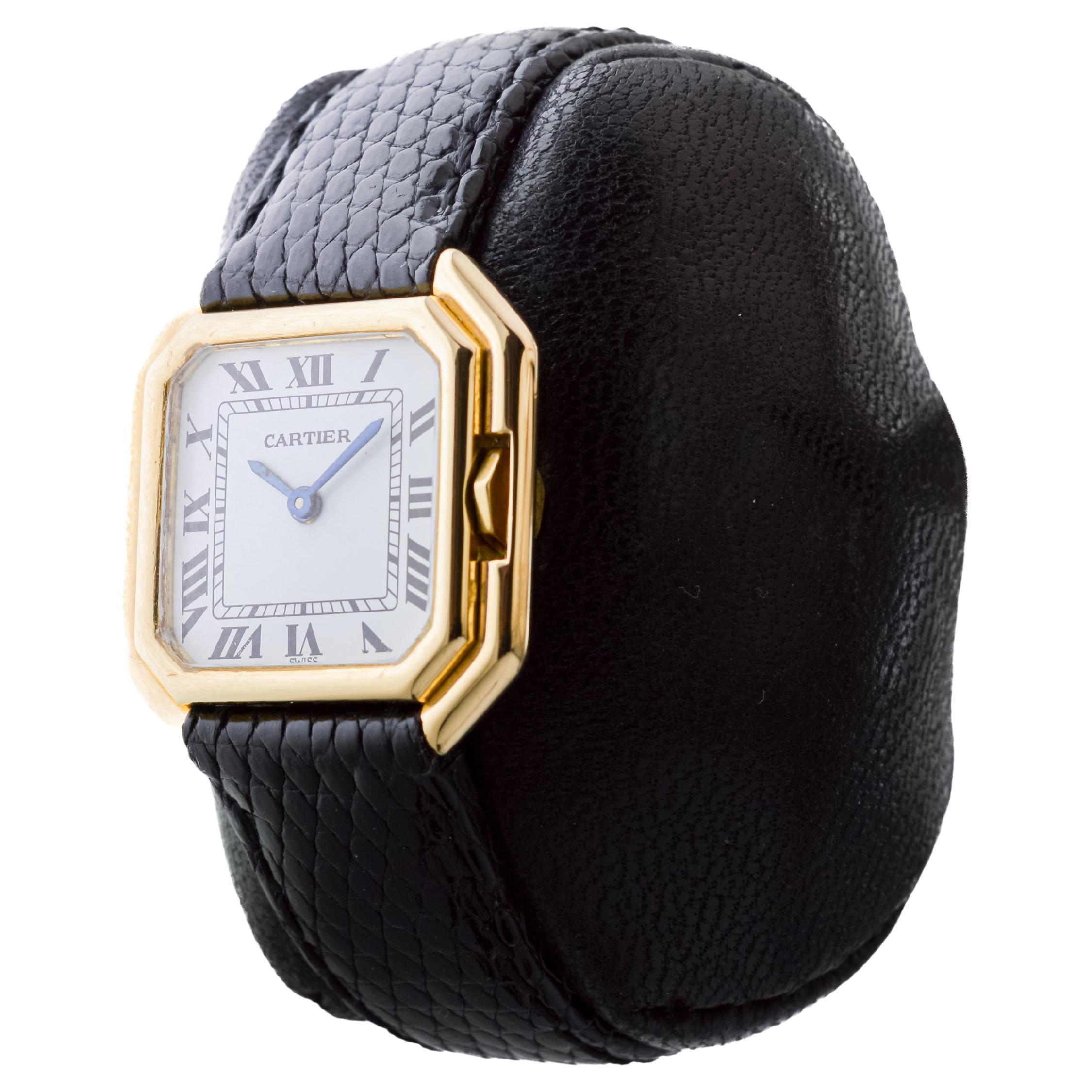 Cartier Paris 18Kt Solid Gold Ceinture Ladies Watch circa 1980's Hallmarked 3