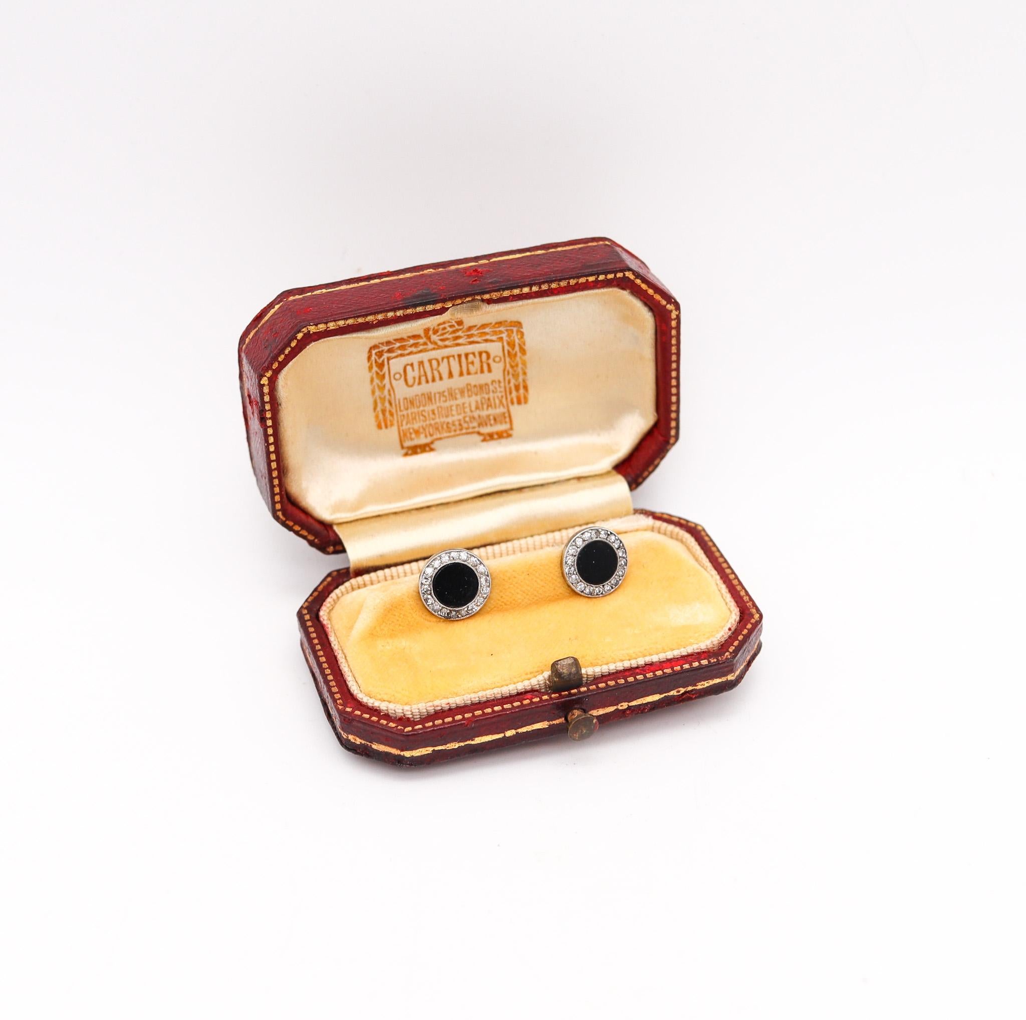 Edwardian earrings studs designed by Cartier.

Magnificent pair of earrings studs, created in Paris France by the jewelry house of Cartier. They was made during the Edwardian and Belle Époque periods, back in the 1900. The earrings were crafted in