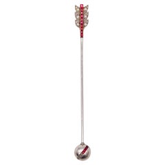 Cartier Paris 1905 Edwardian Arrow Jabot In 18Kt Gold Platinum Diamonds & Rubies
